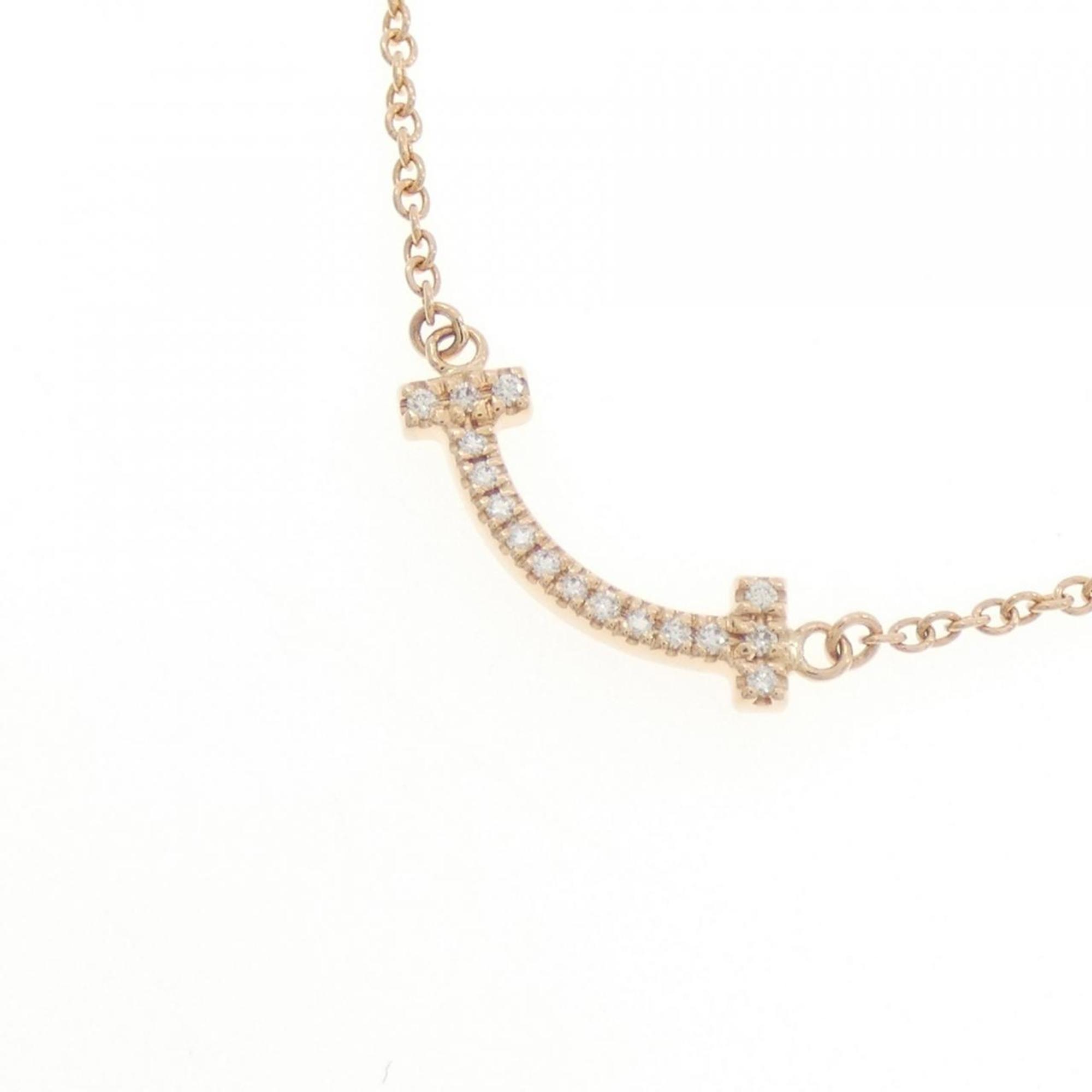 T Smile Mini Pendant Necklace 18K Rose Gold with Diamonds