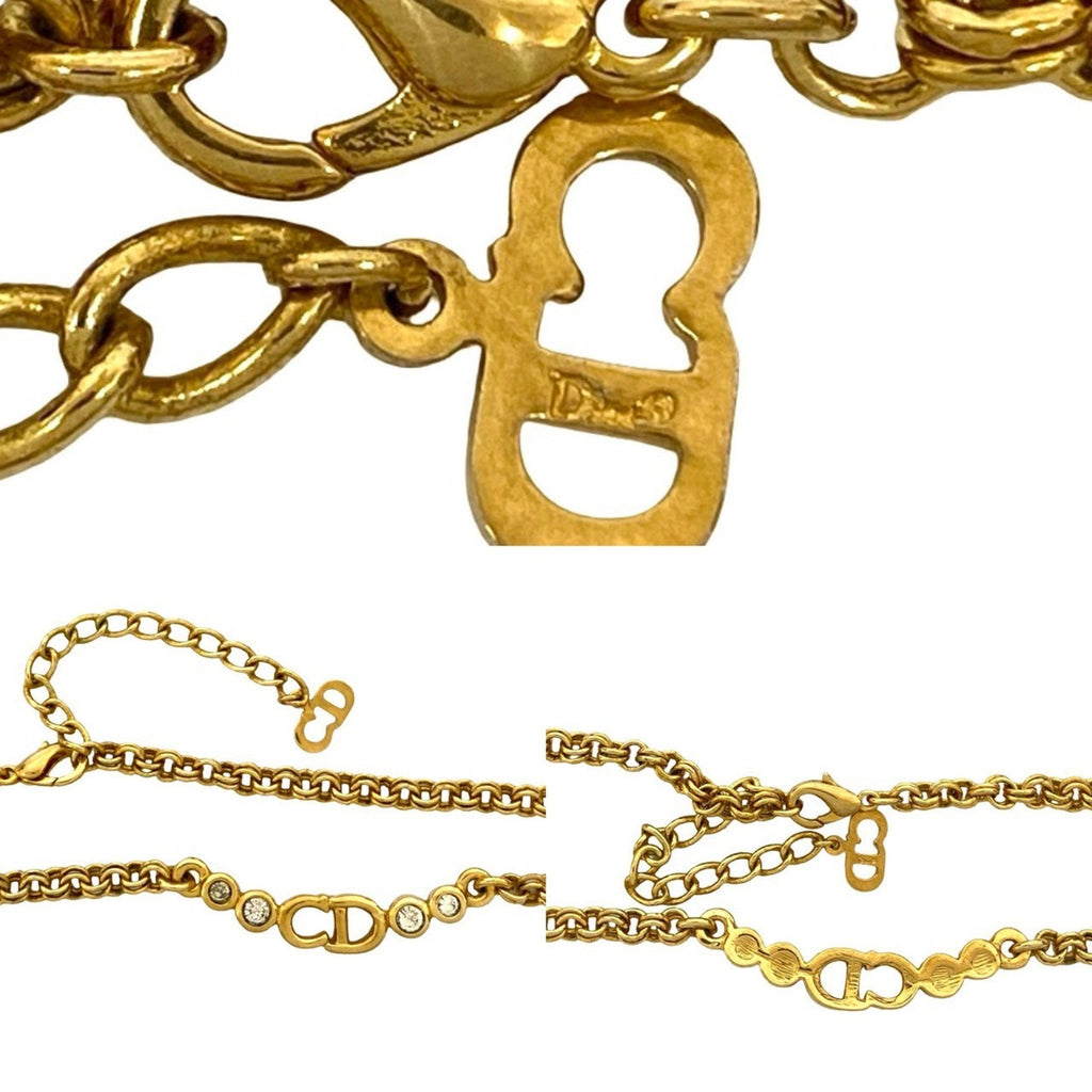 CD Pendant Necklace Gold and Rhinestone