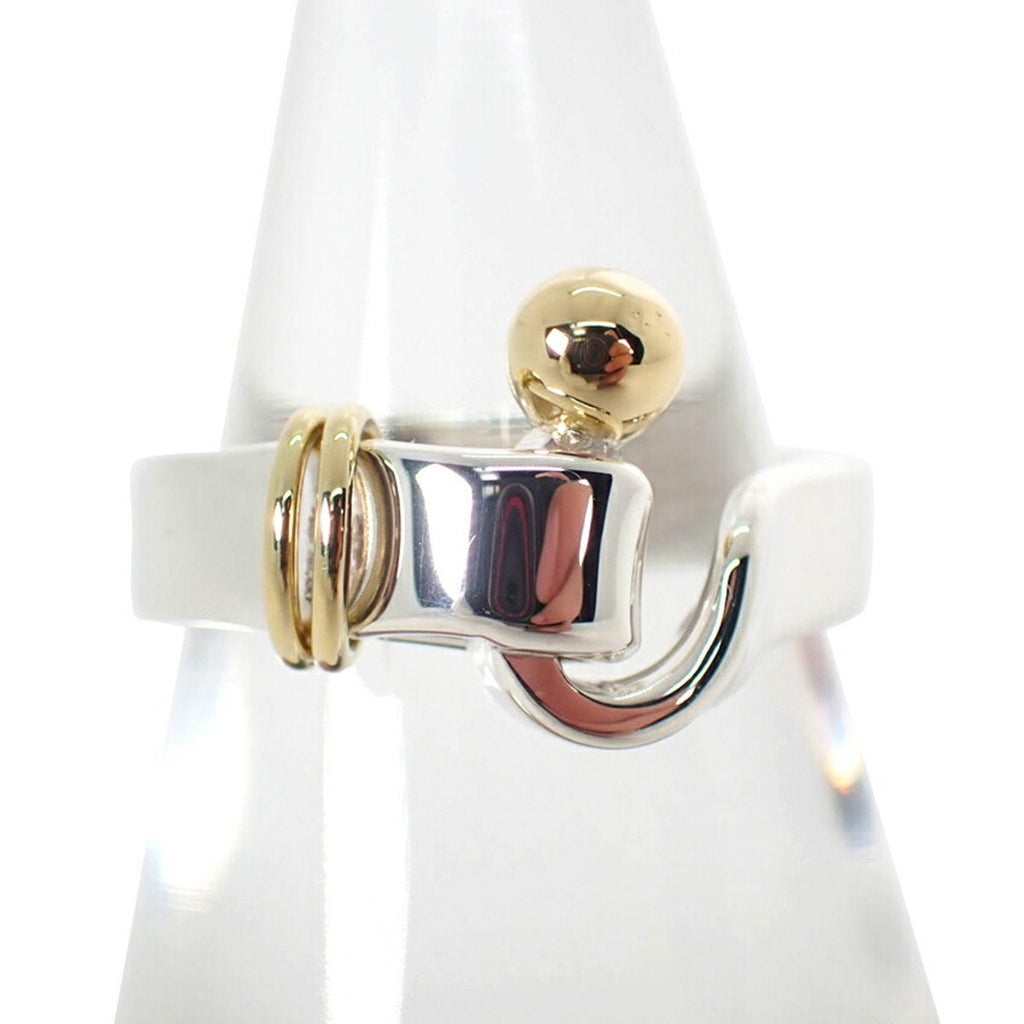 Hook and Eye Ring Sterling Silver and 18K Yellow Gold