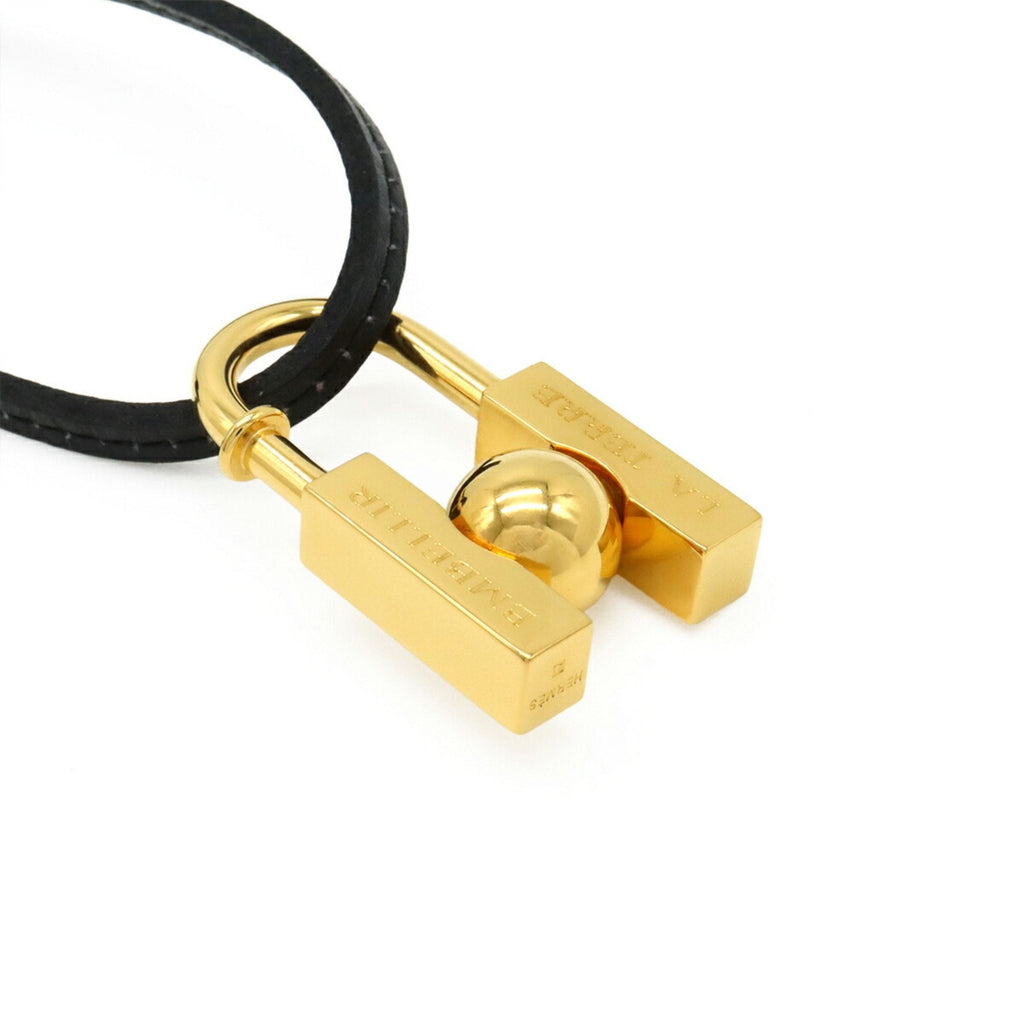 Cadena H Pendant Necklace Gold and Leather