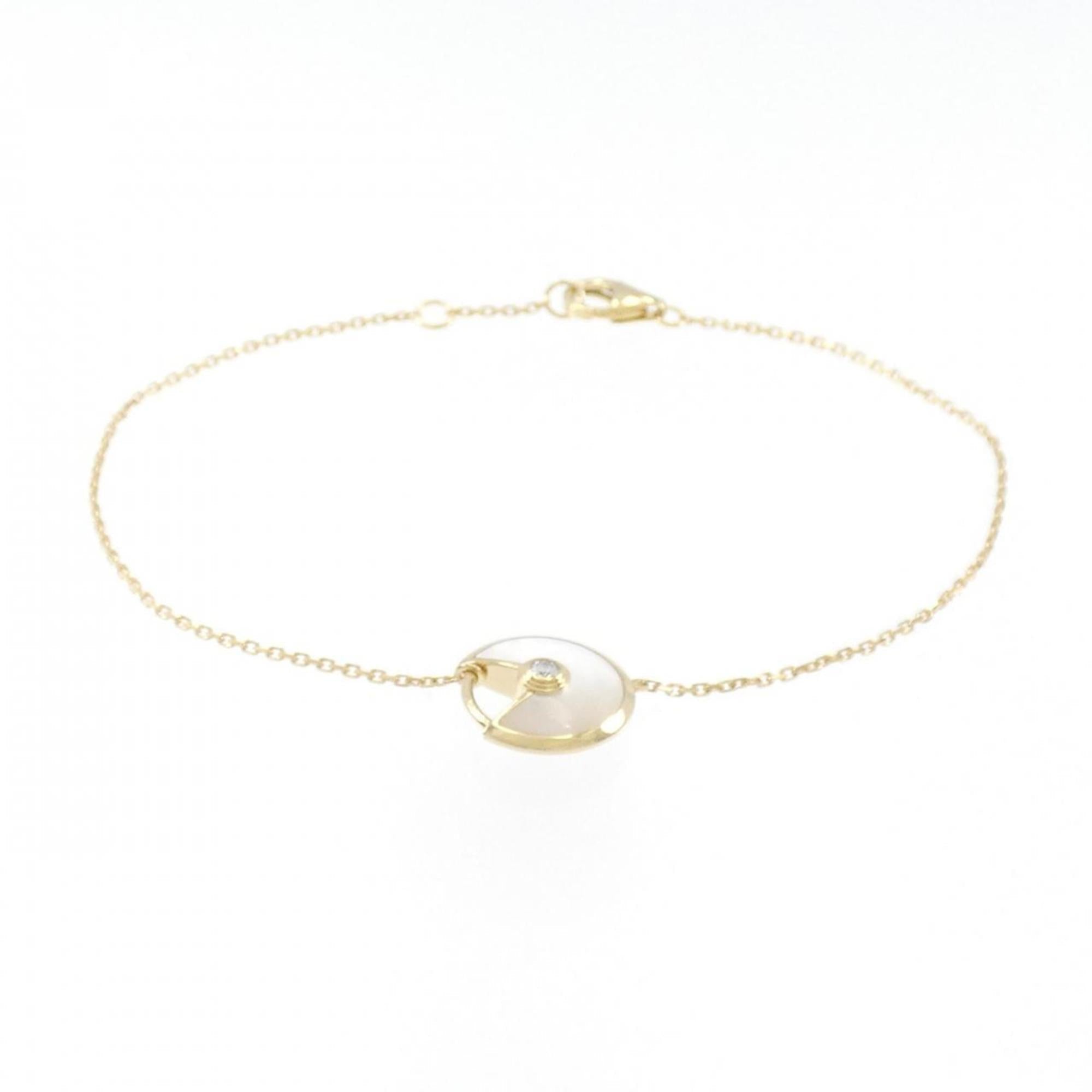 Charm Bracelet 18K Yellow Gold with Diamond and Mother of Pearl