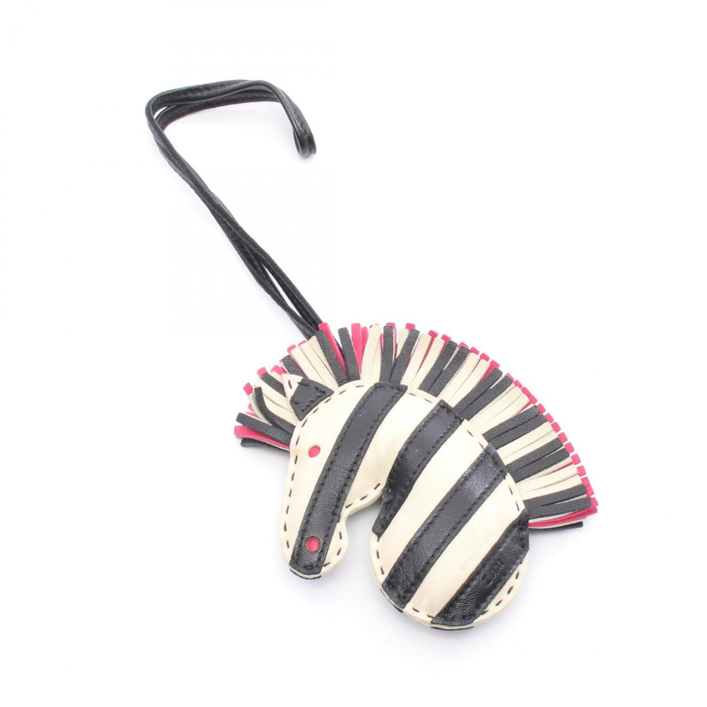 Charm Agneau Milo Leather Black and Ivory Handbag Charm