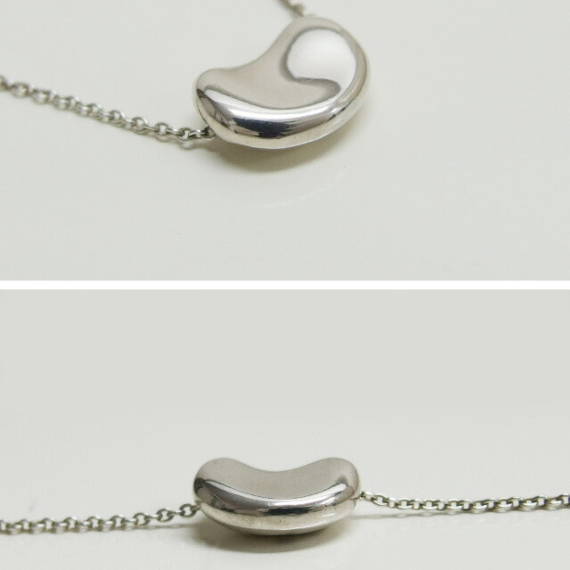 Bean Pendant Necklace Sterling Silver 7mm