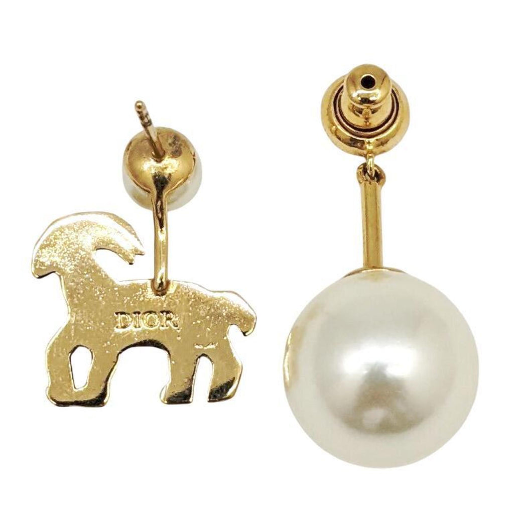 Single Earring Pearl Gold-Tone Metal