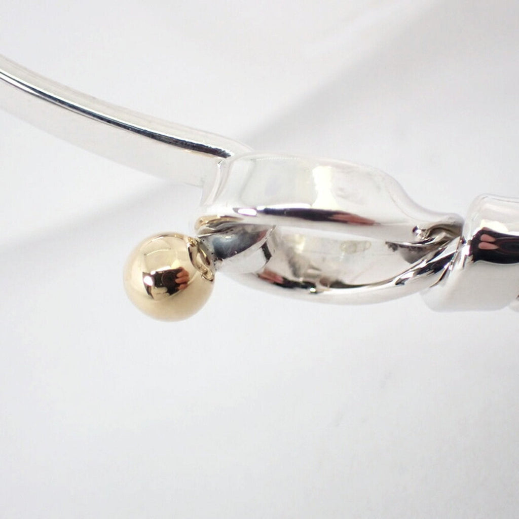 Hook and Eye Bangle Sterling Silver and 18K Yellow Gold Bracelet
