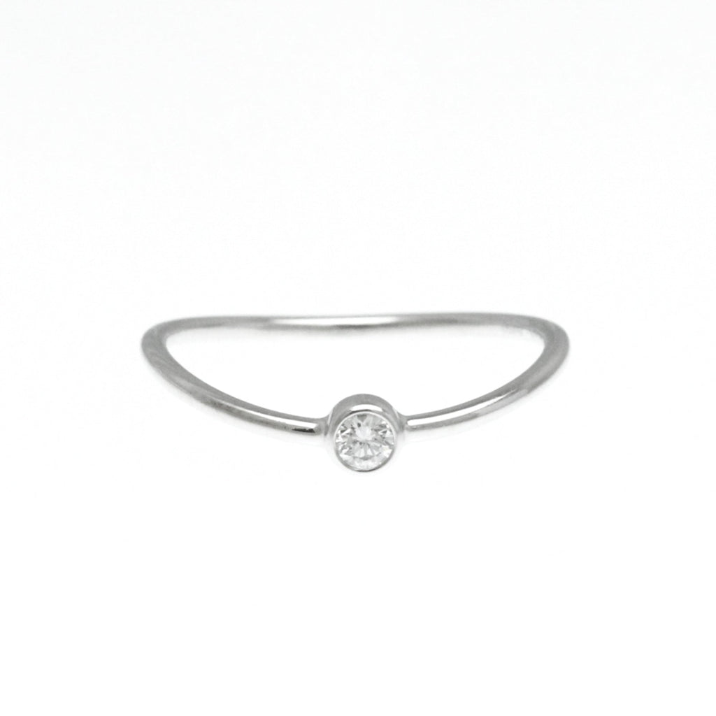 Wave Ring Platinum with Diamond
