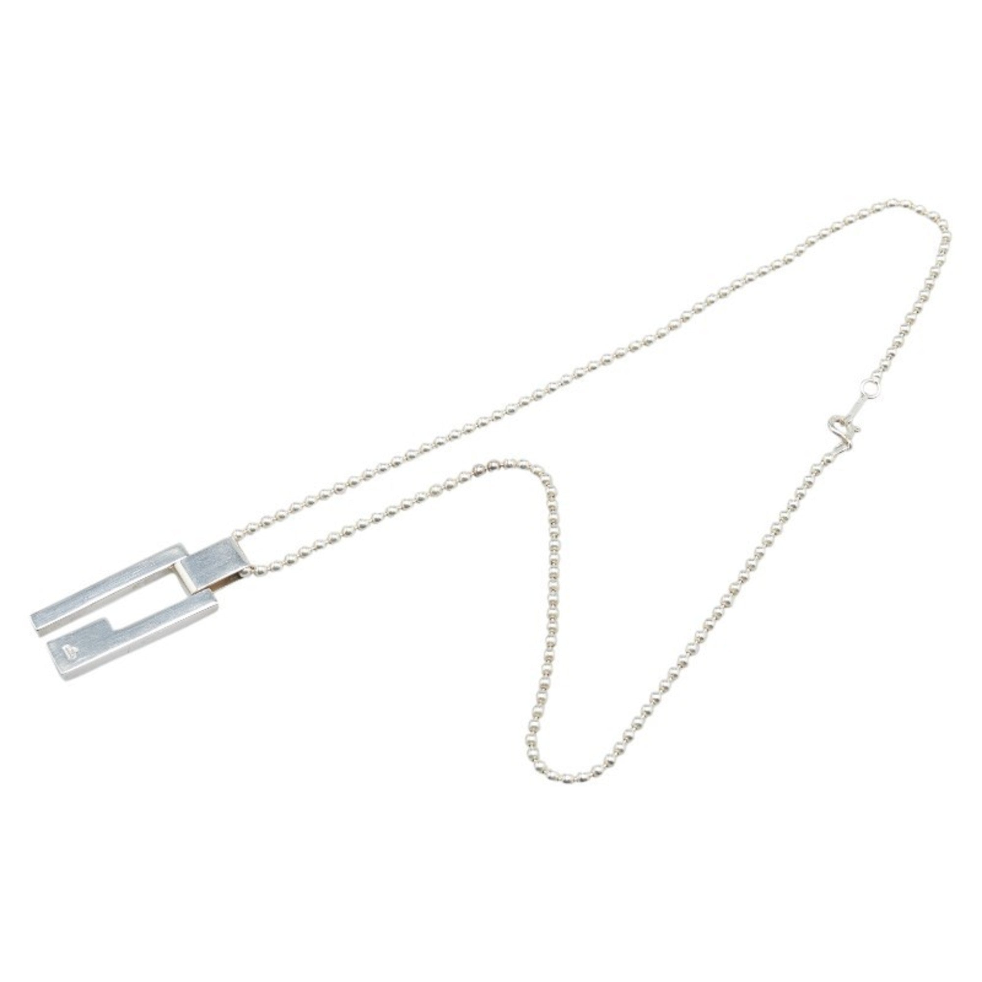 G Plate Pendant Necklace Sterling Silver