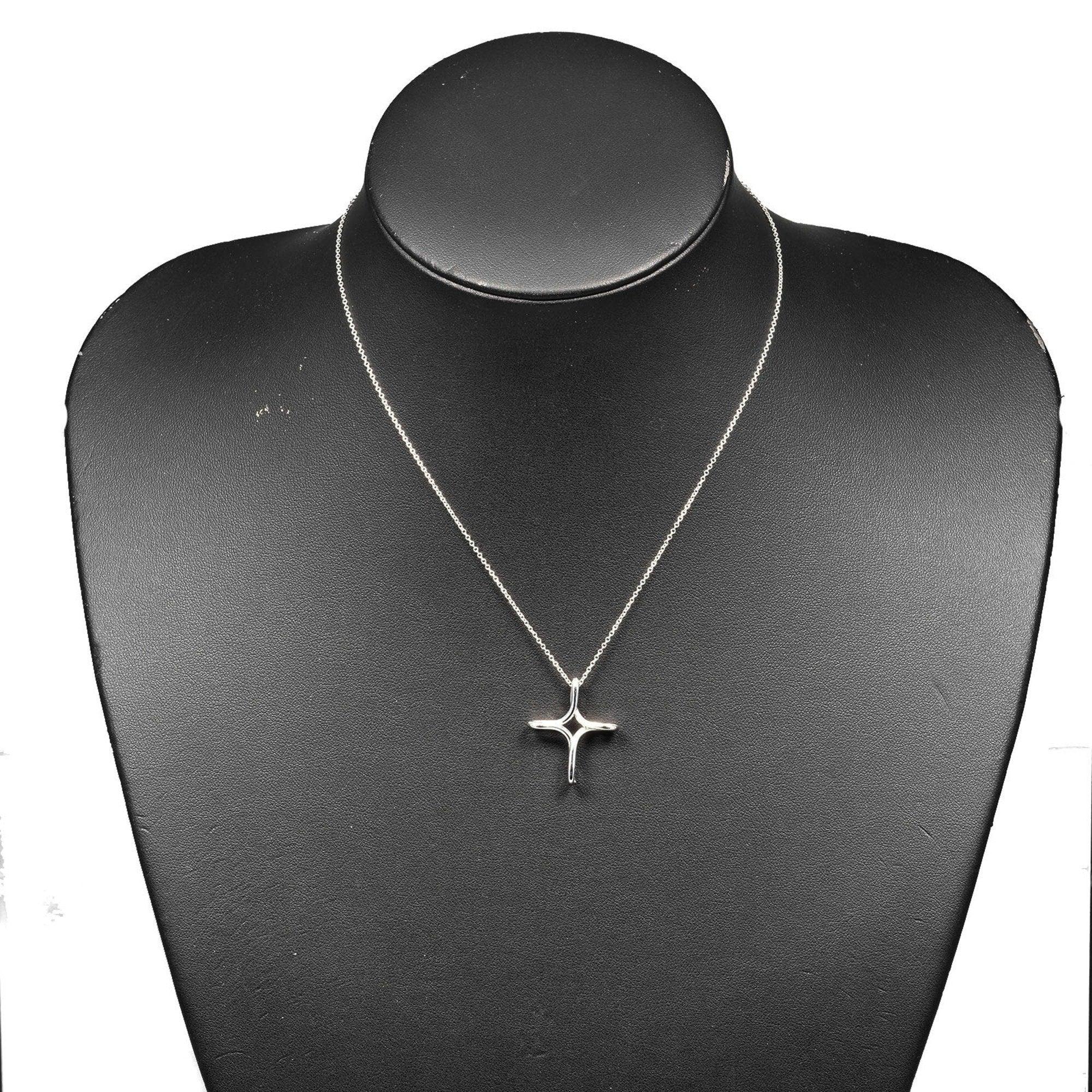 Open Cross Pendant Necklace Sterling Silver
