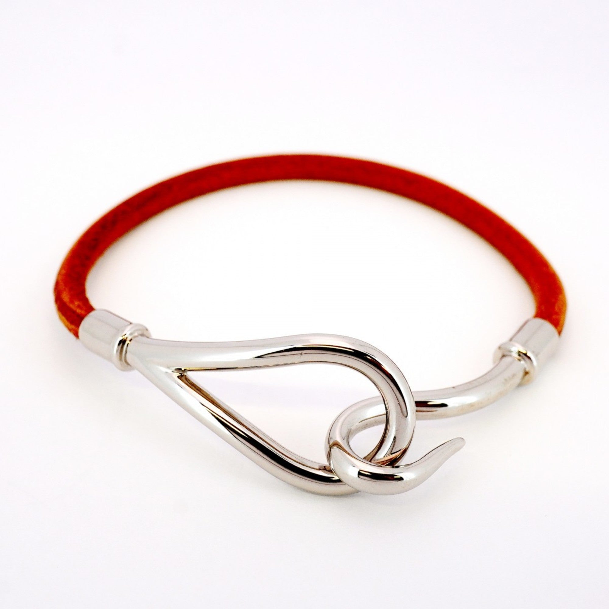 Bracelet Leather and Metal Brown and Silver