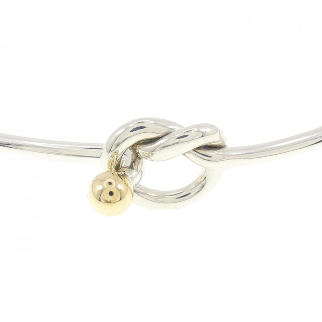 Flatwire Hook and Eye Heart Bangle Sterling Silver and 18K Yellow Gold Bracelet