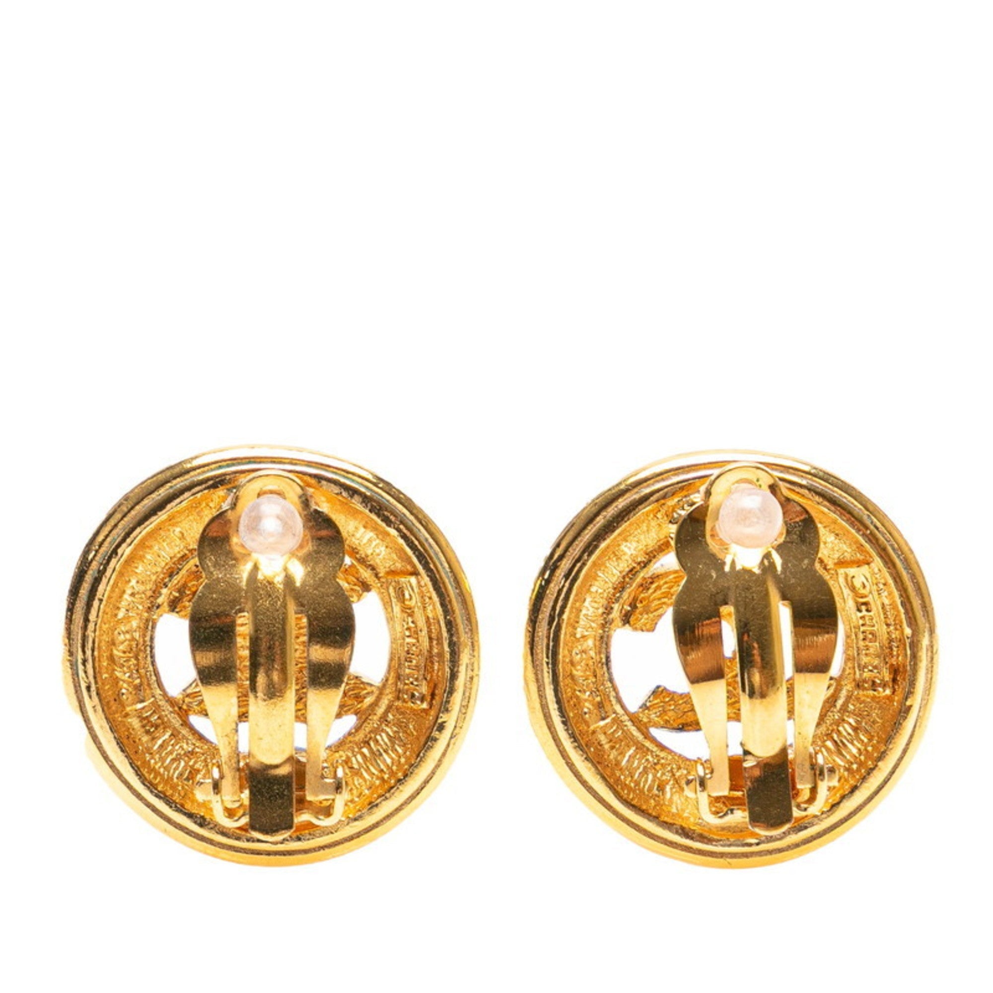 CC Logo Clip-On Earrings Metal Gold-Tone Metal