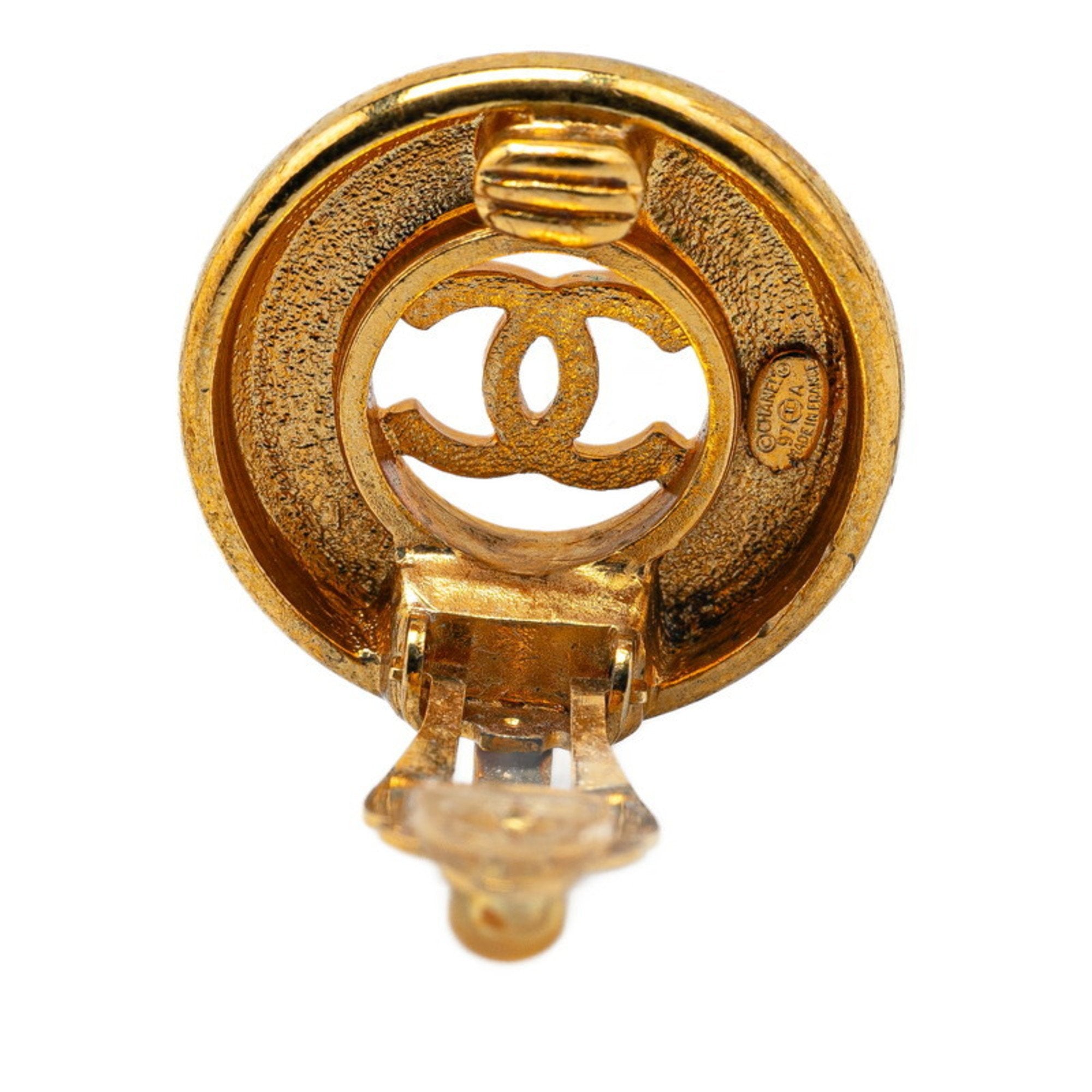 CC Logo Clip-On Earrings Metal Gold-Tone Metal