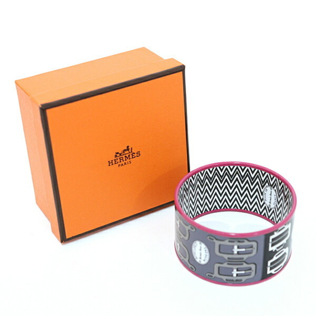 Enamel Buckle Bracelet Black Pink White Large