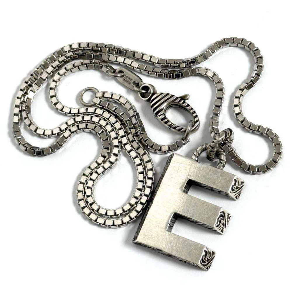 Alphabet Pendant Necklace Sterling Silver Initial E