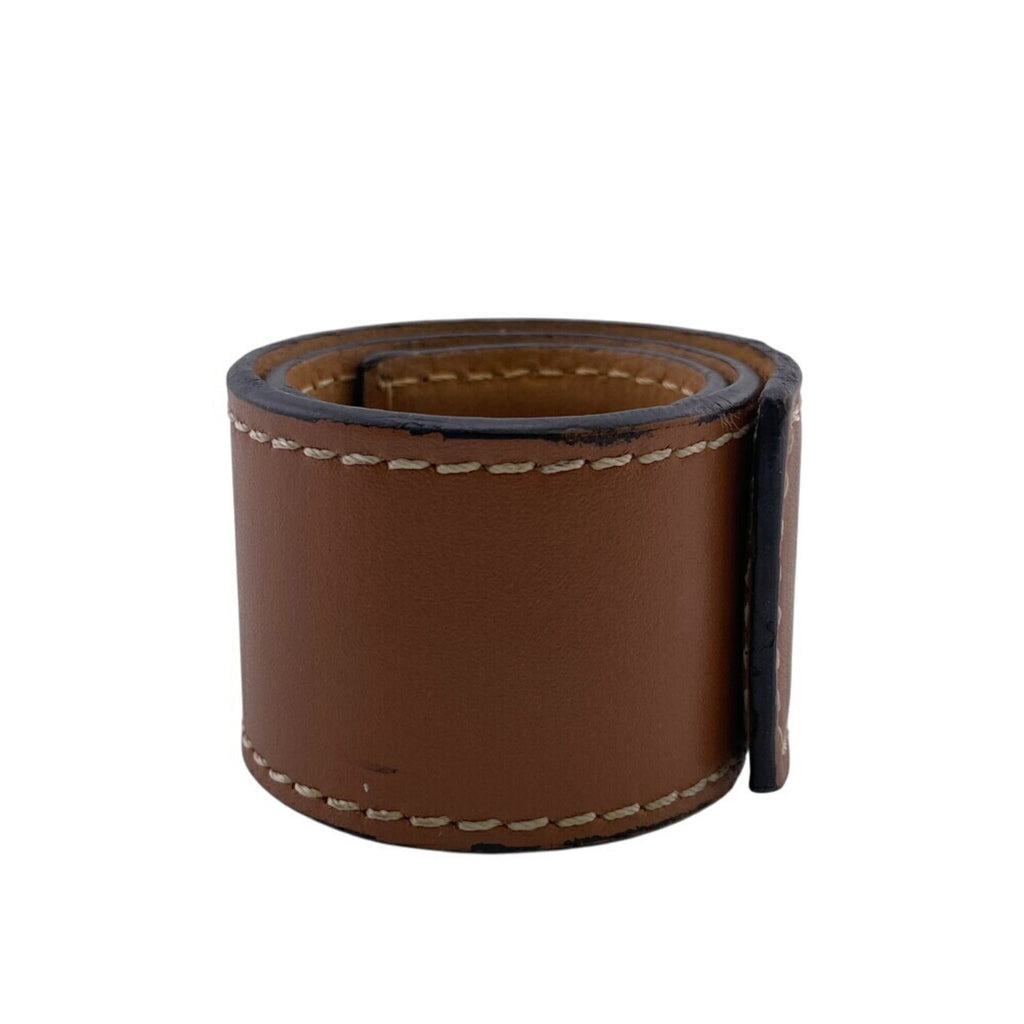Anagram Slap Bracelet Leather Brown and Camel