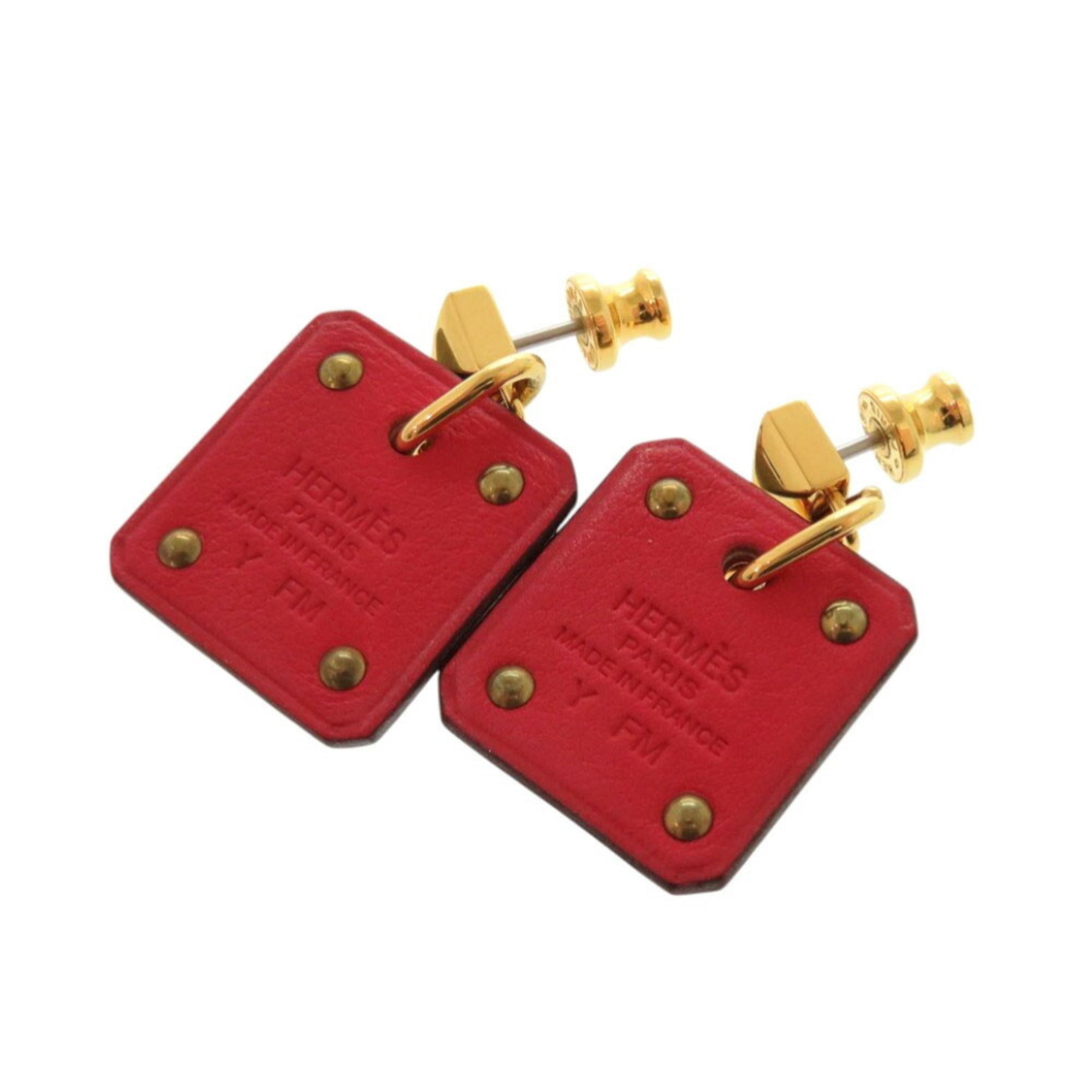 Earrings Metal and Swift Leather