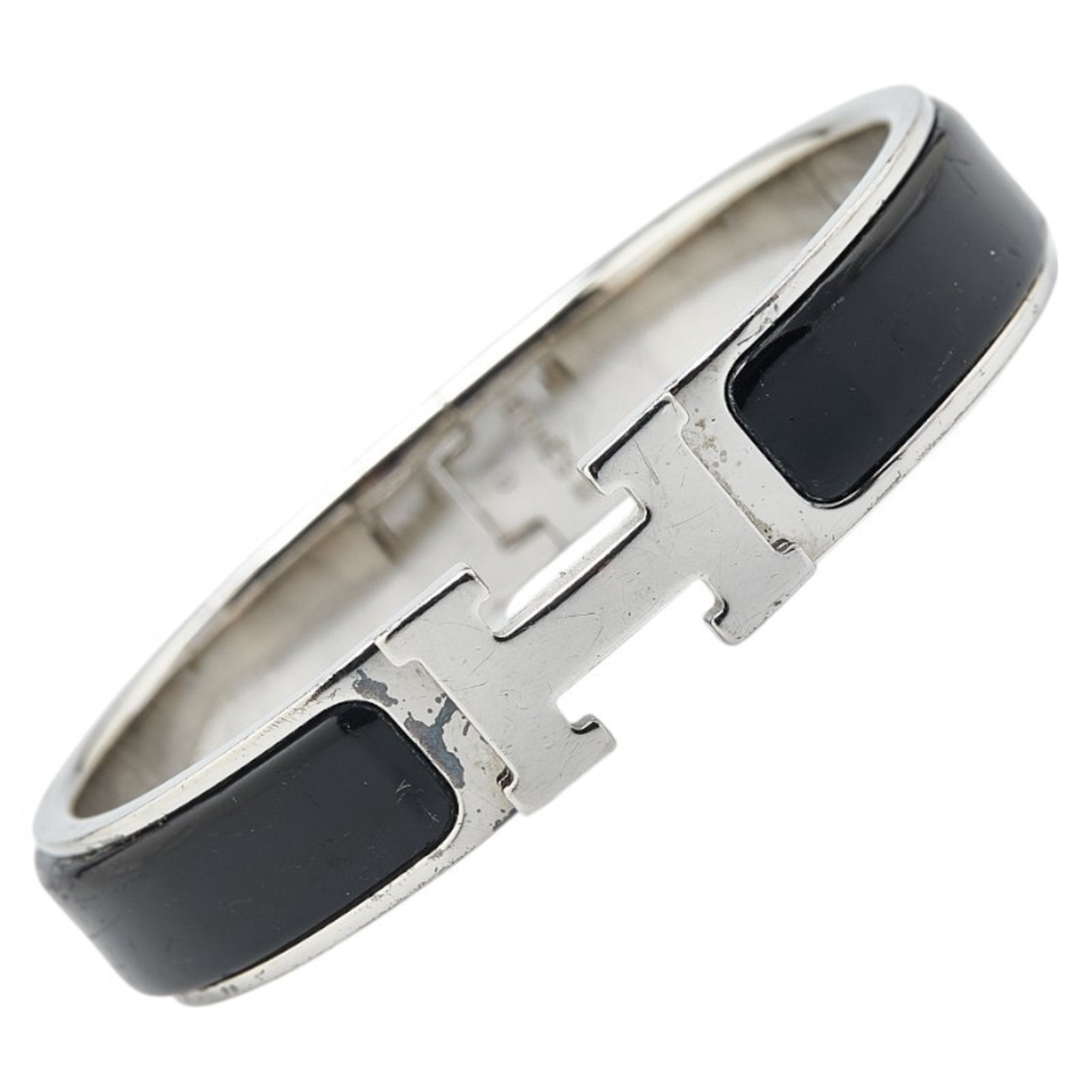 Click H Bracelet Black and Silver Metal Mini