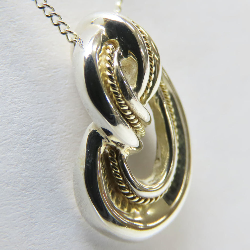 Twist Knot Rope Pendant Necklace Sterling Silver and 18K Yellow Gold