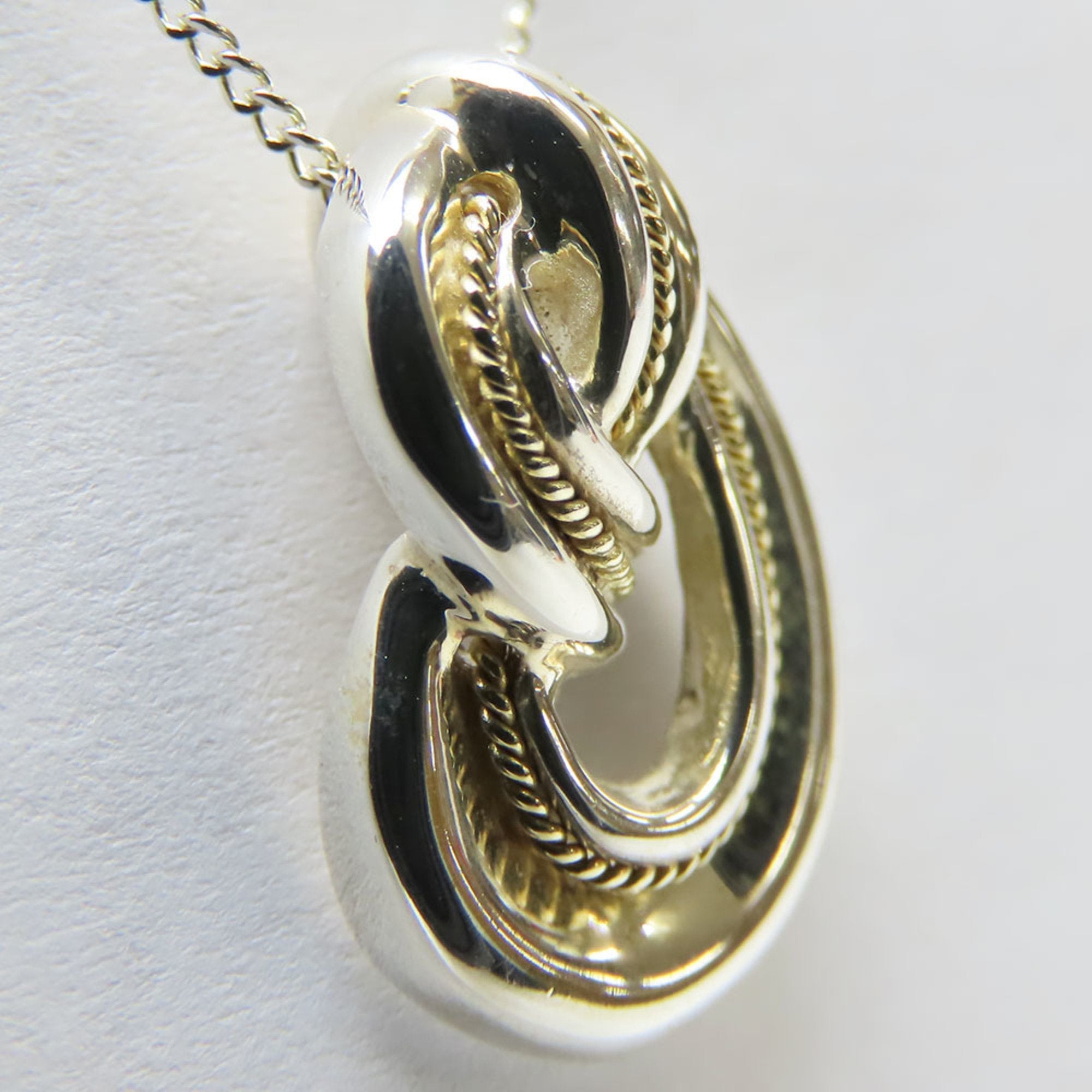 Twist Knot Rope Pendant Necklace Sterling Silver and 18K Yellow Gold