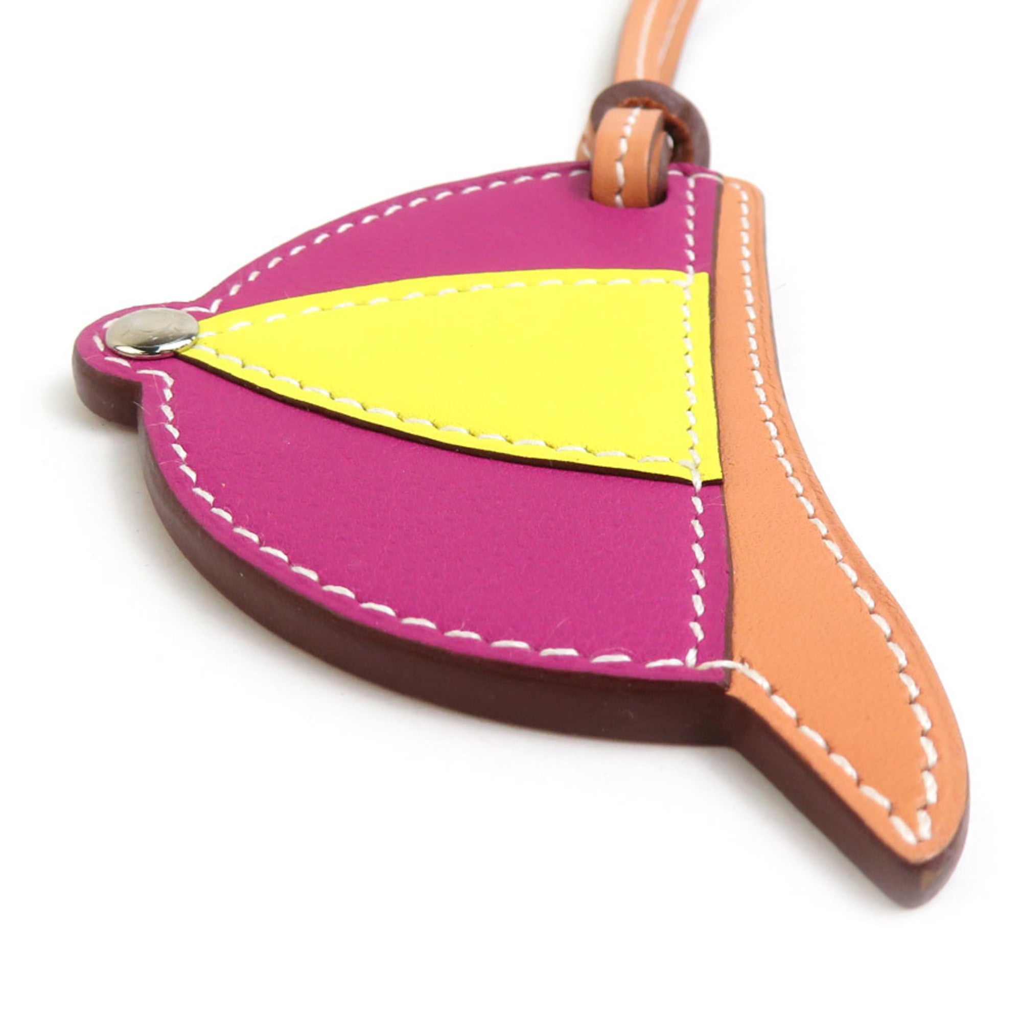 Charm Leather Light Brown Purple Yellow Handbag Charm