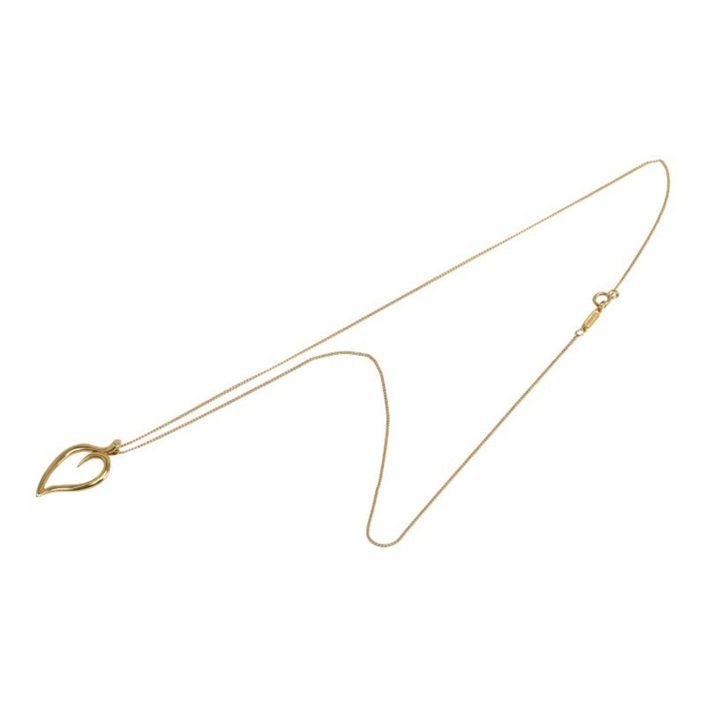 Leaf Heart Pendant Necklace 18K Yellow Gold