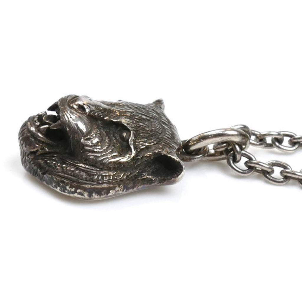 Tiger Head Pendant Necklace Sterling Silver