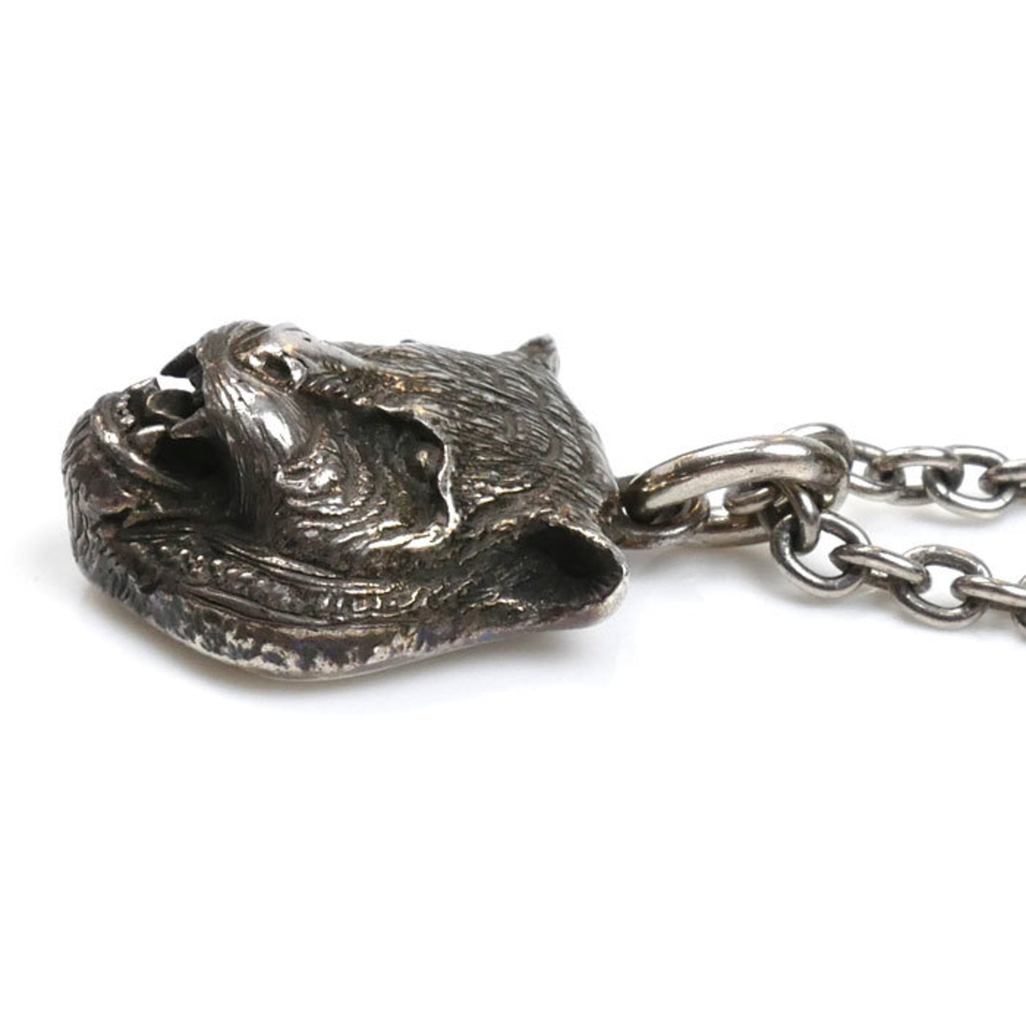 Tiger Head Pendant Necklace Sterling Silver