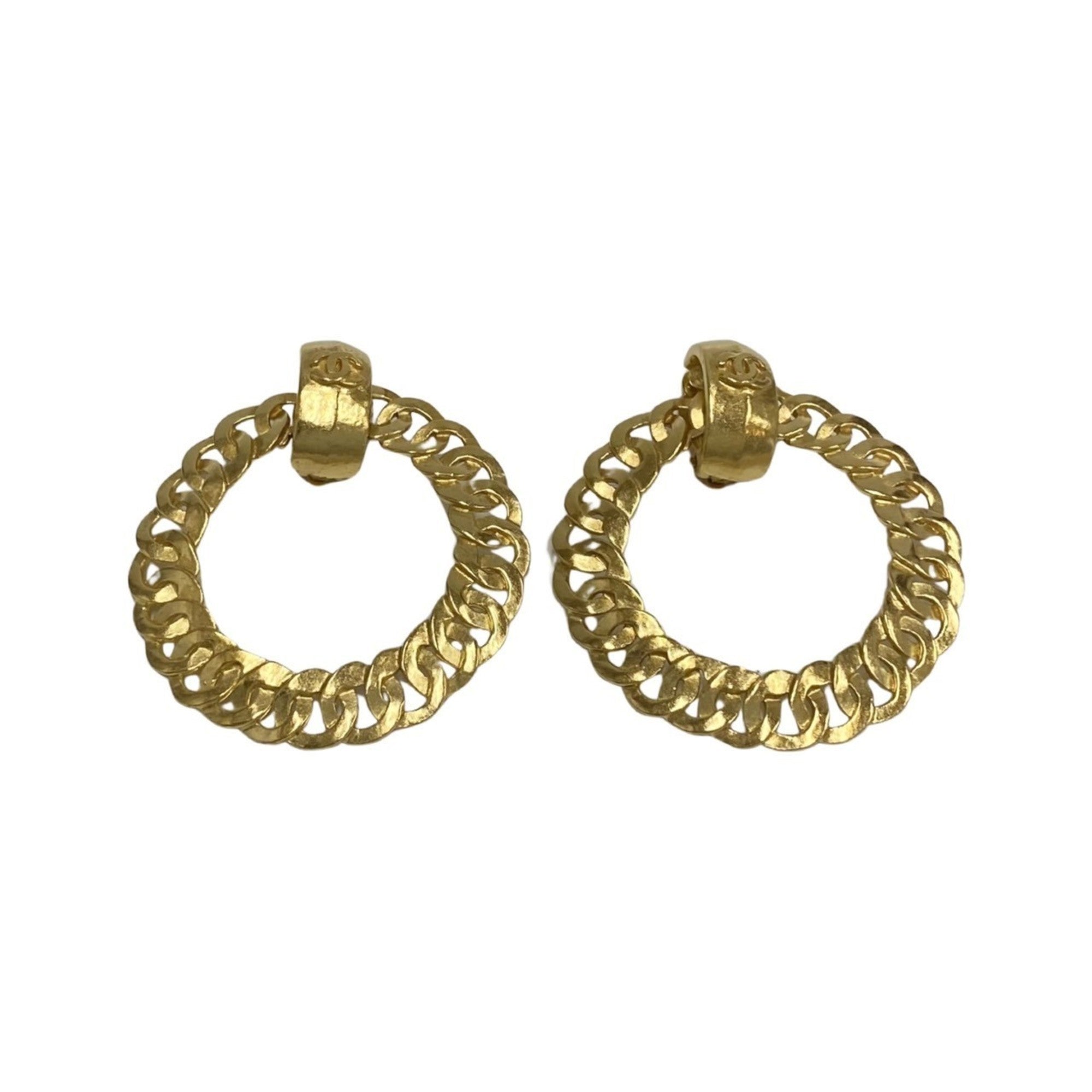 CC Logo Hoop Earrings Metal Gold-Tone Metal