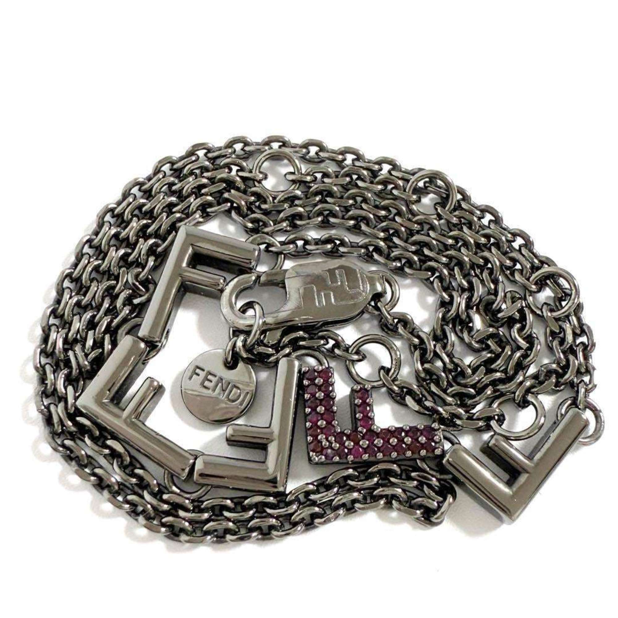 Five Pendant Necklace Metal and Rhinestone