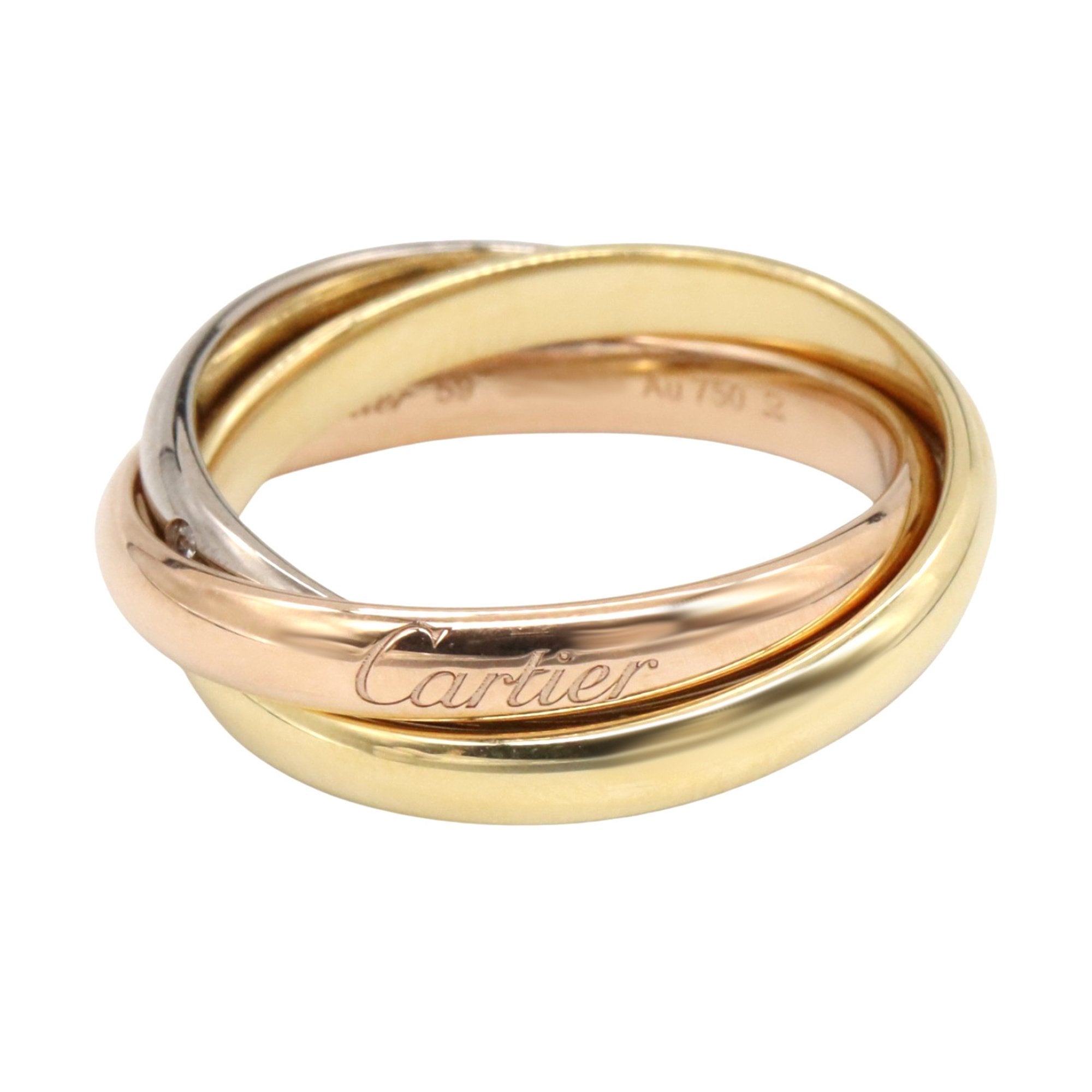 Vendome Louis Cartier Band Ring 18K Tricolor Gold