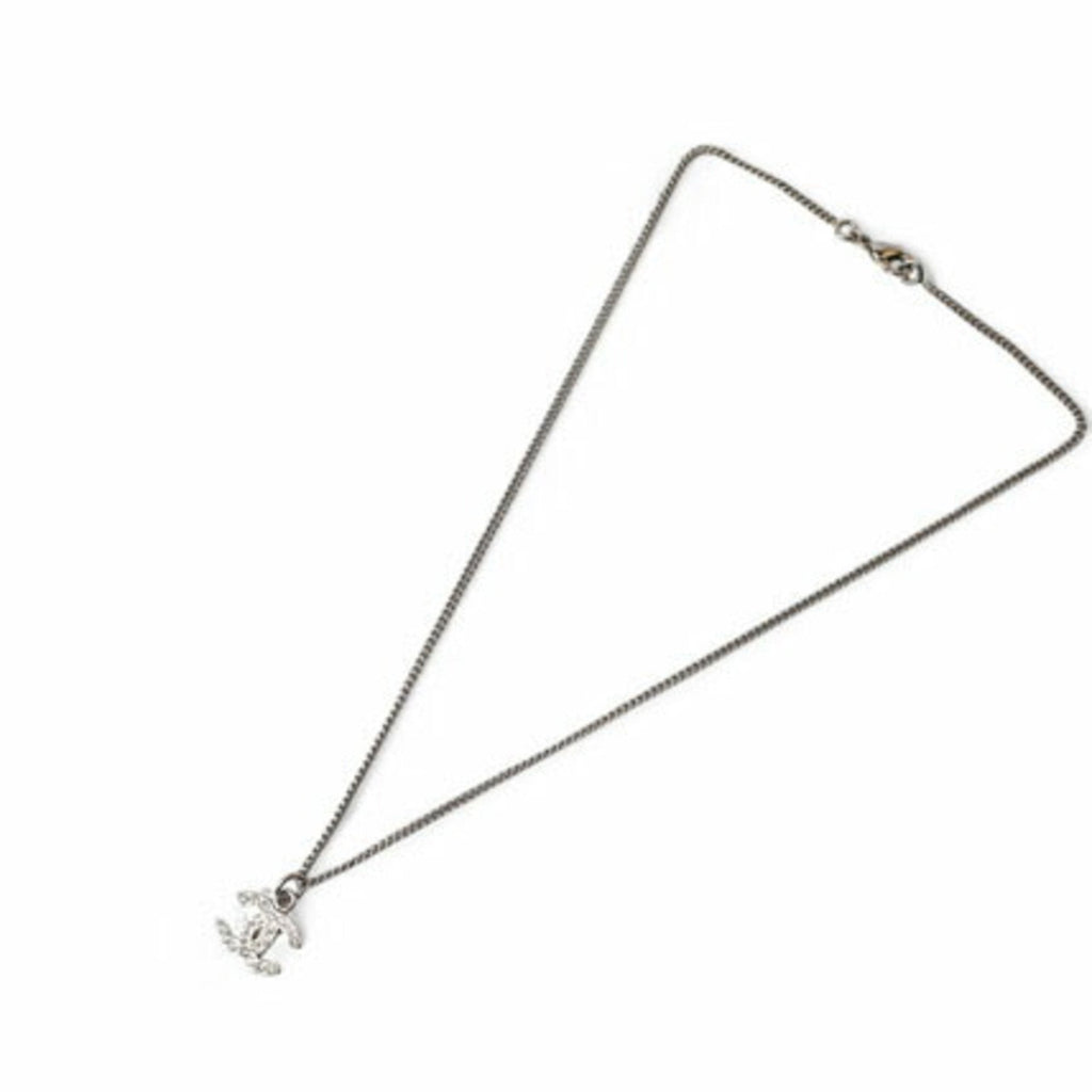 CC Logo Pendant Necklace Silver-Tone Metal
