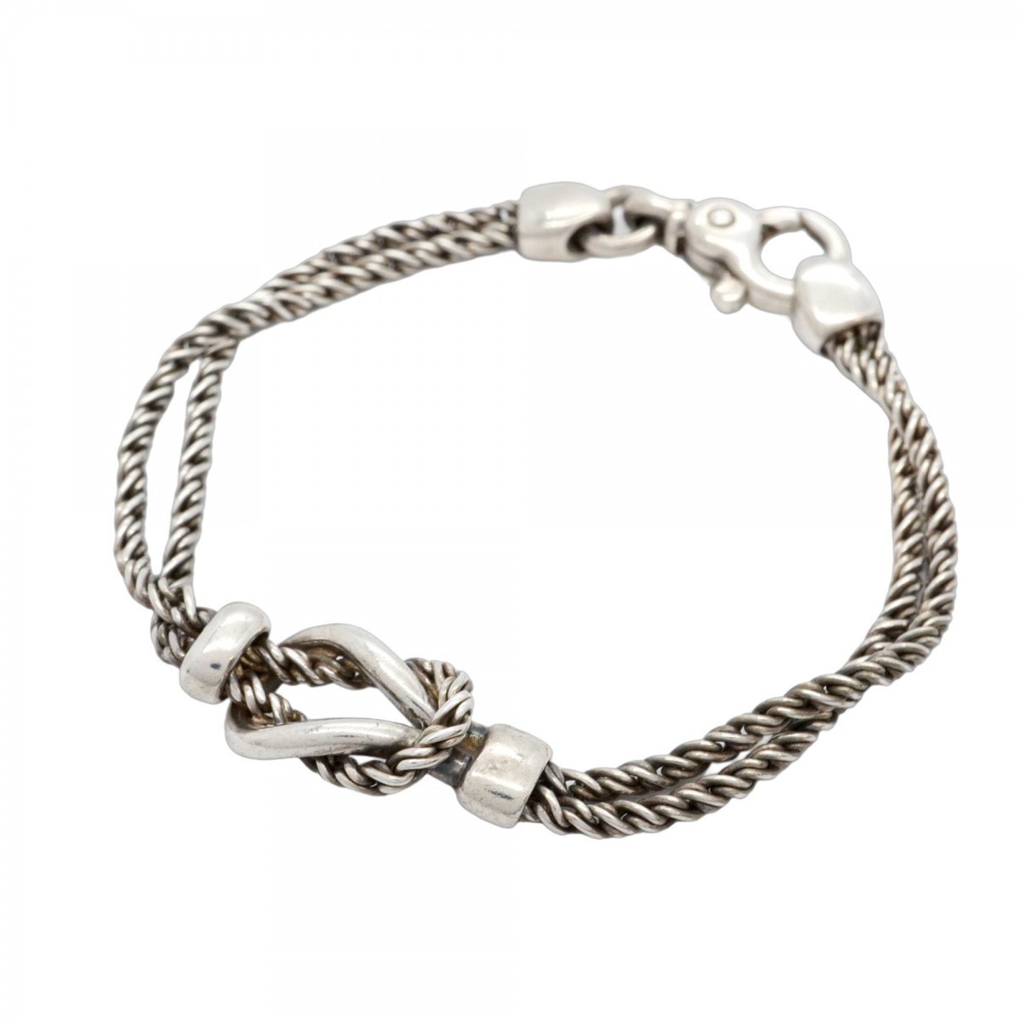 Center Knot Double Rope Bracelet Sterling Silver