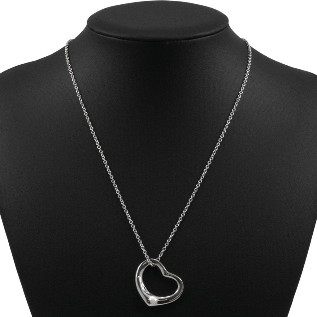 Open Heart Pendant Necklace Sterling Silver 25mm
