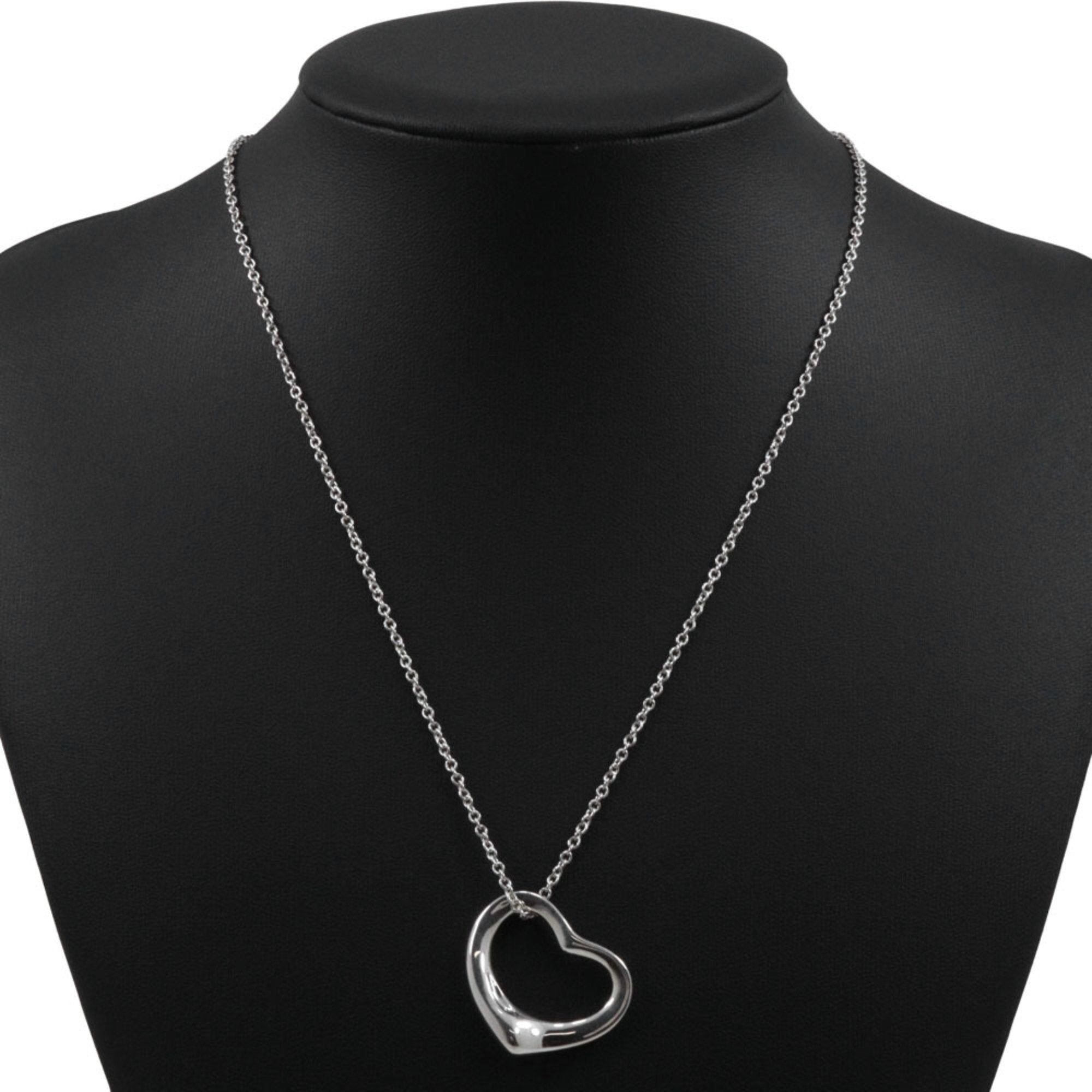 Open Heart Pendant Necklace Sterling Silver 25mm