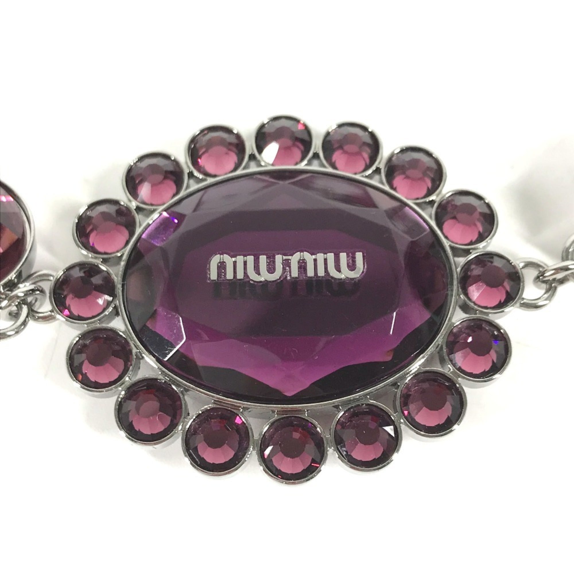 Pendant Necklace Metal Purple and Silver