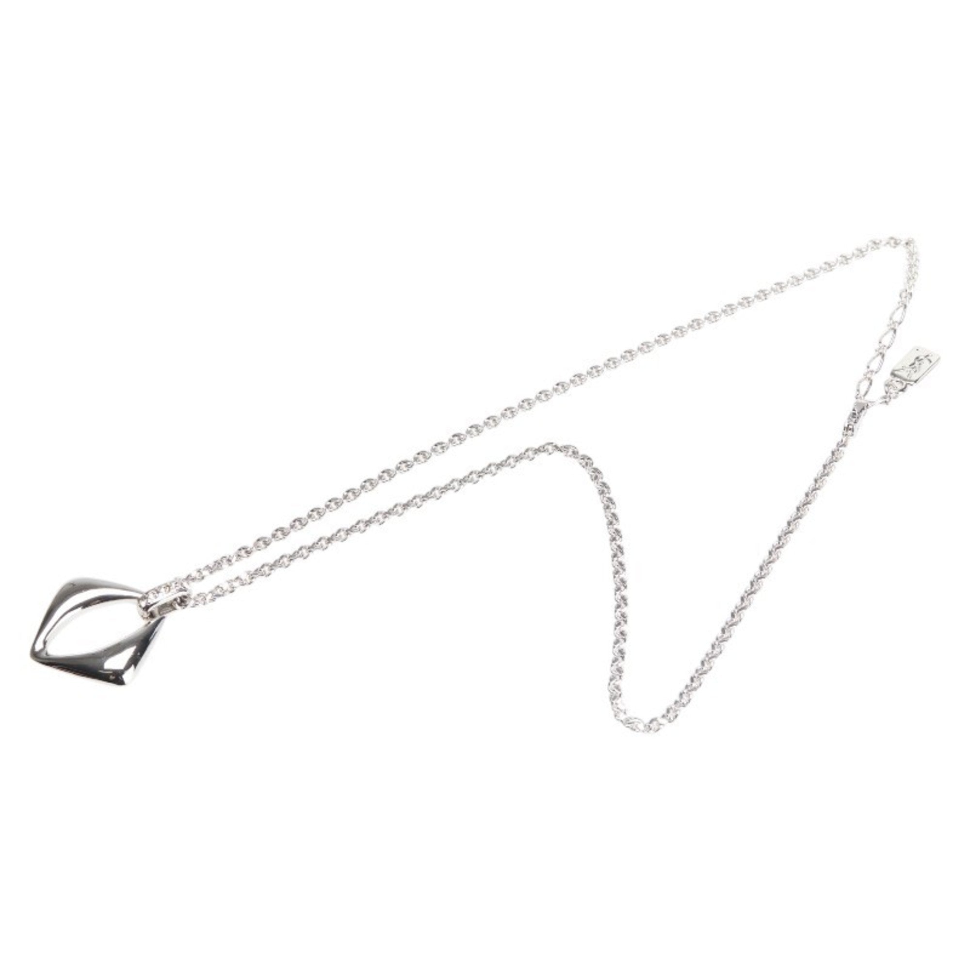 Pendant Necklace Silver Metal with Rhinestone