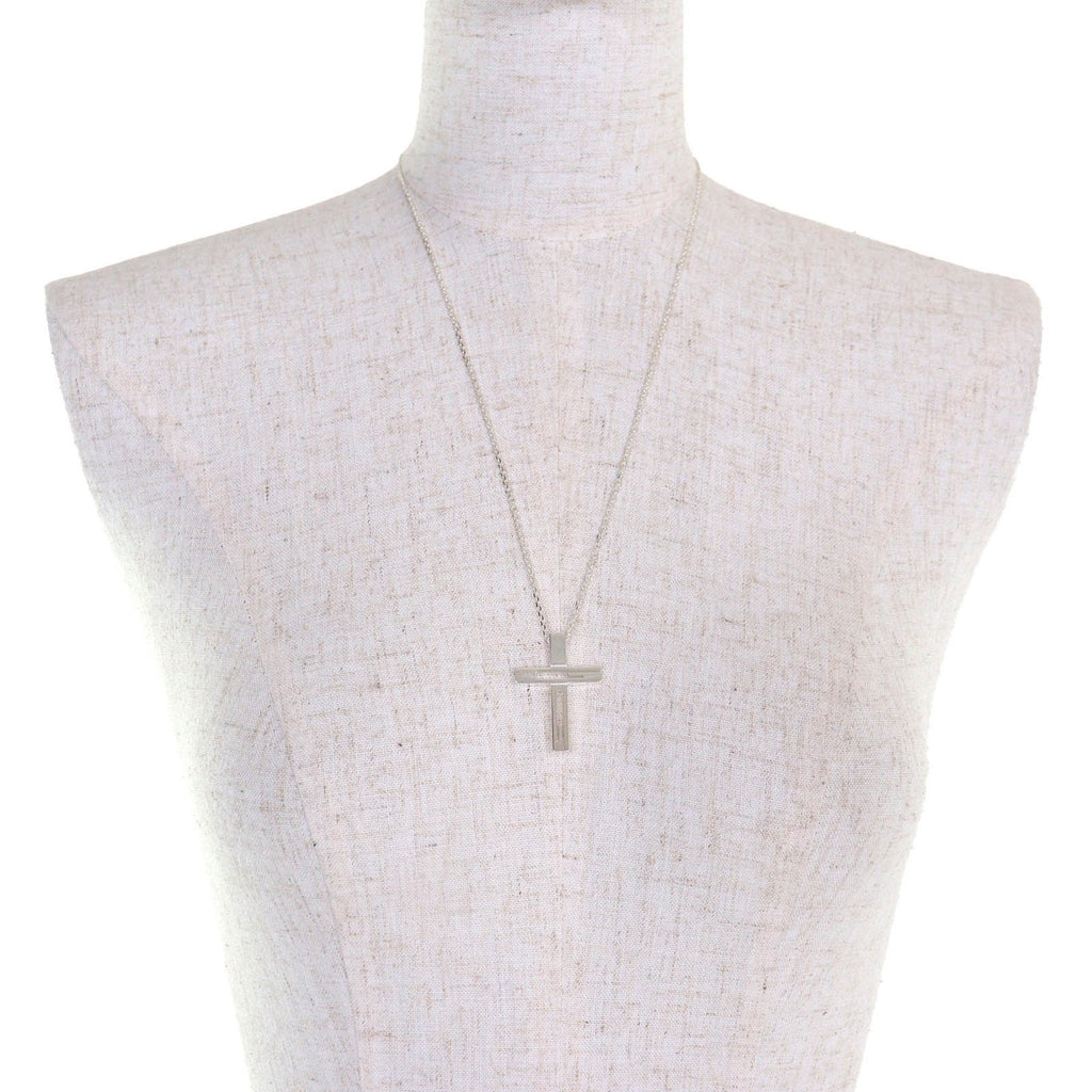 Cutout Cross Pendant Necklace Sterling Silver