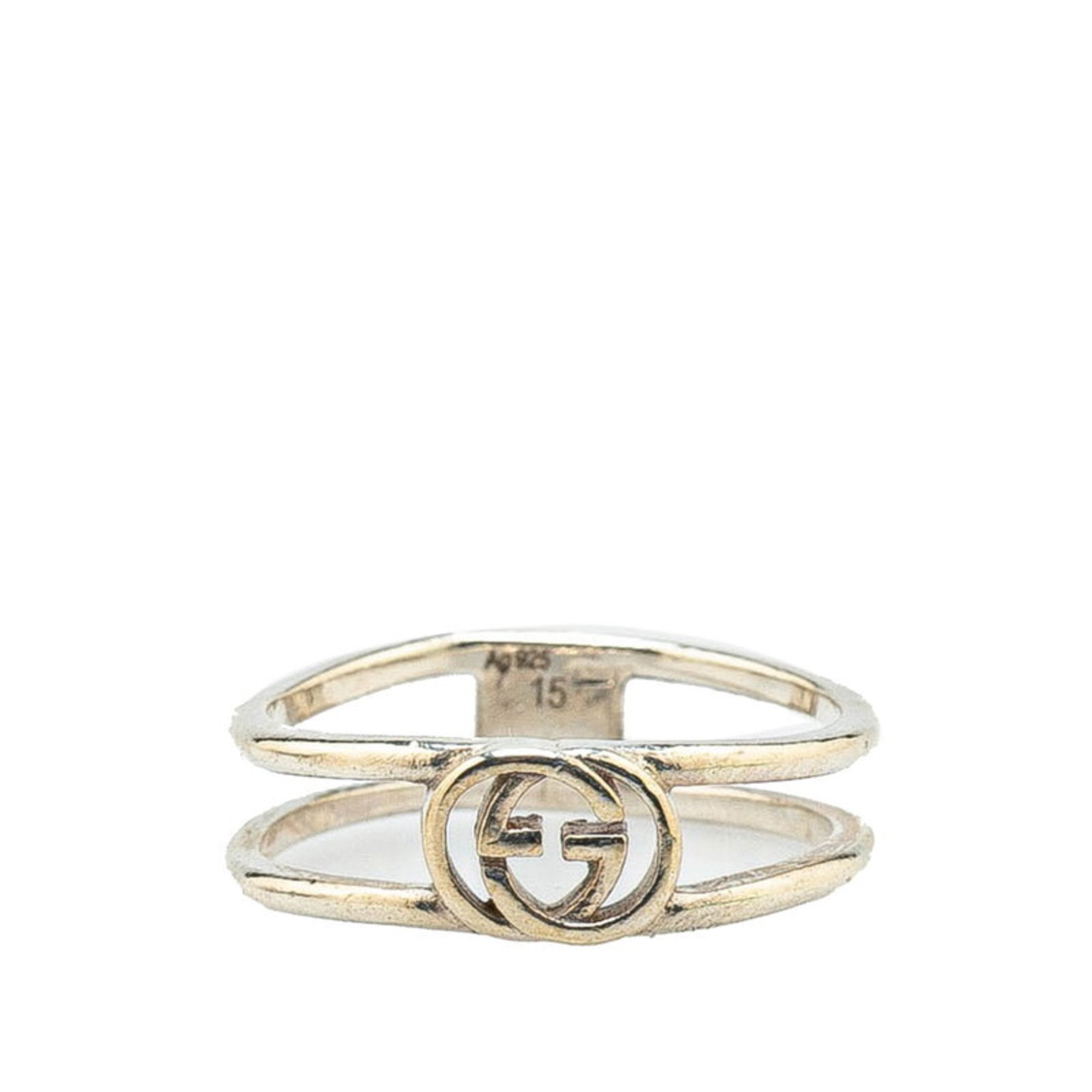 Interlocking G Slim Open Band Ring Sterling Silver