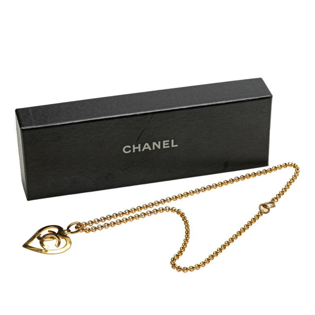 CC Logo Chain Heart Pendant Necklace Metal