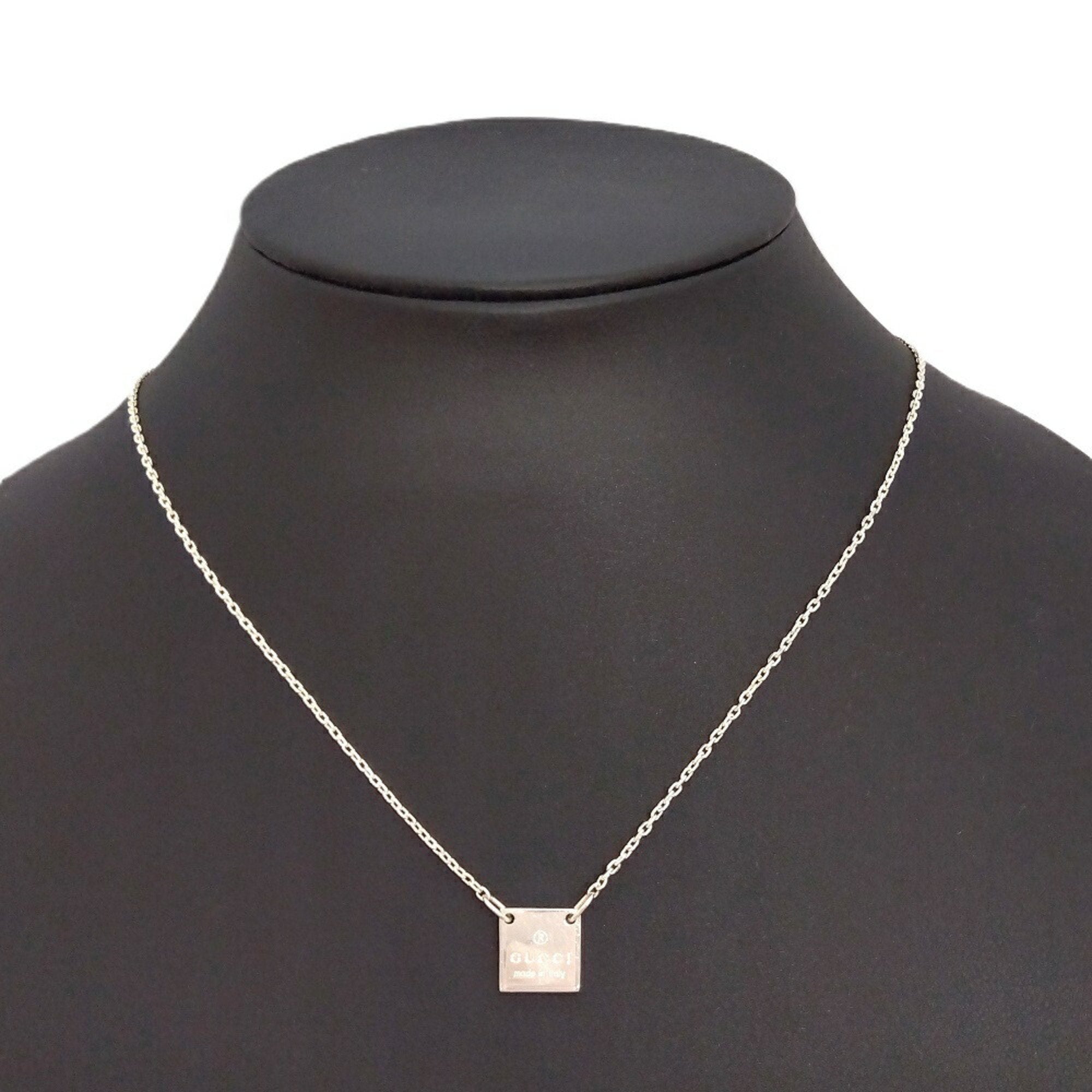 Trademark Square Plate Pendant Necklace Sterling Silver