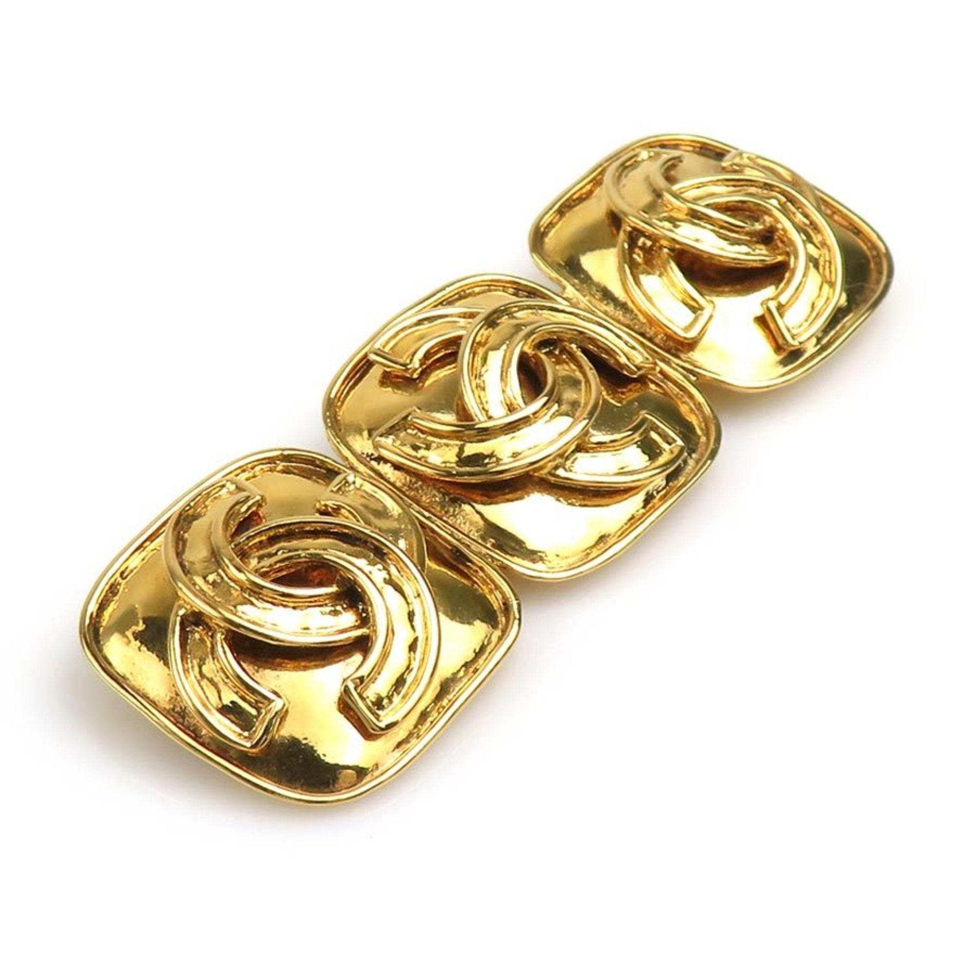 CC Logo Brooch Gold-Tone Metal