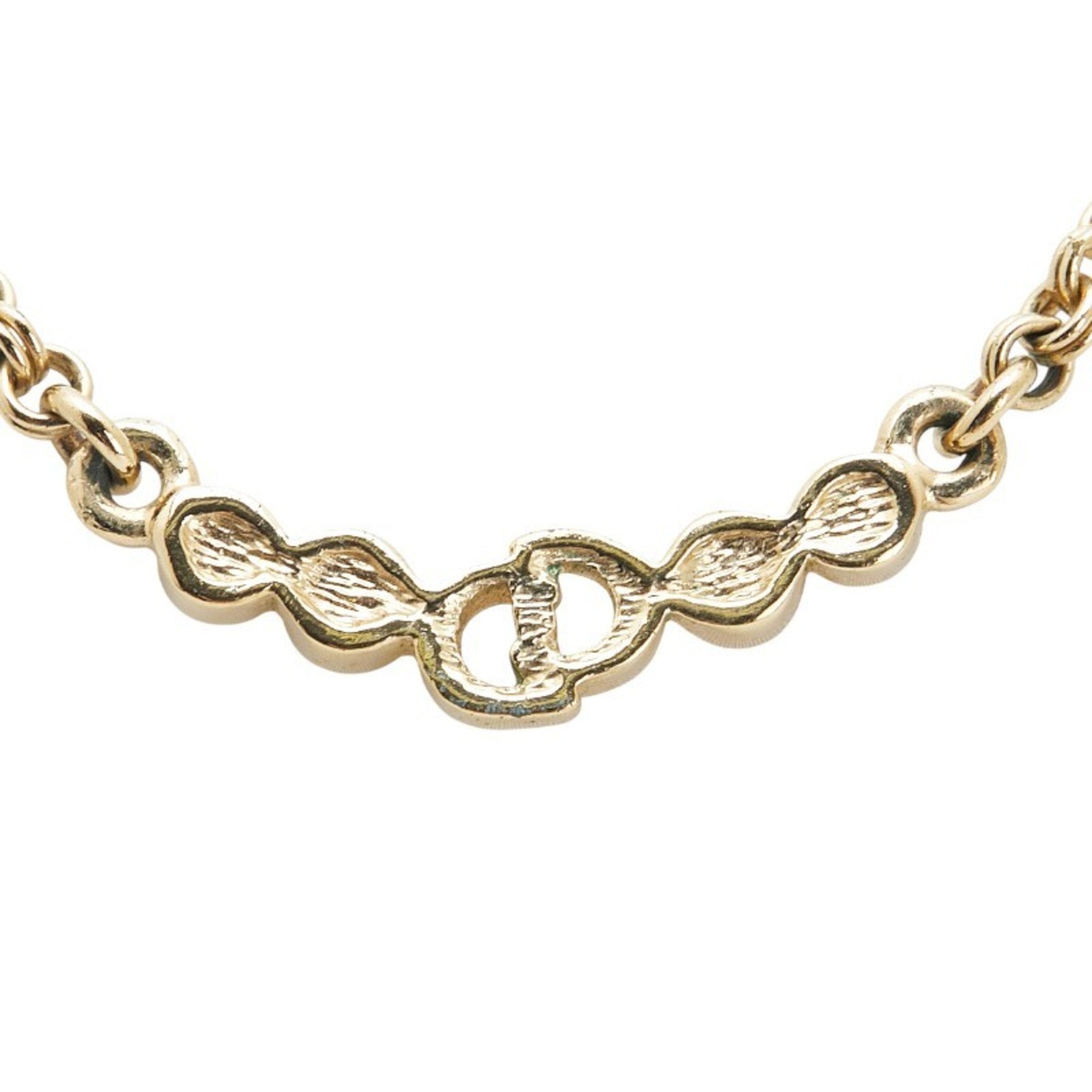 Pendant Necklace Gold and Rhinestone