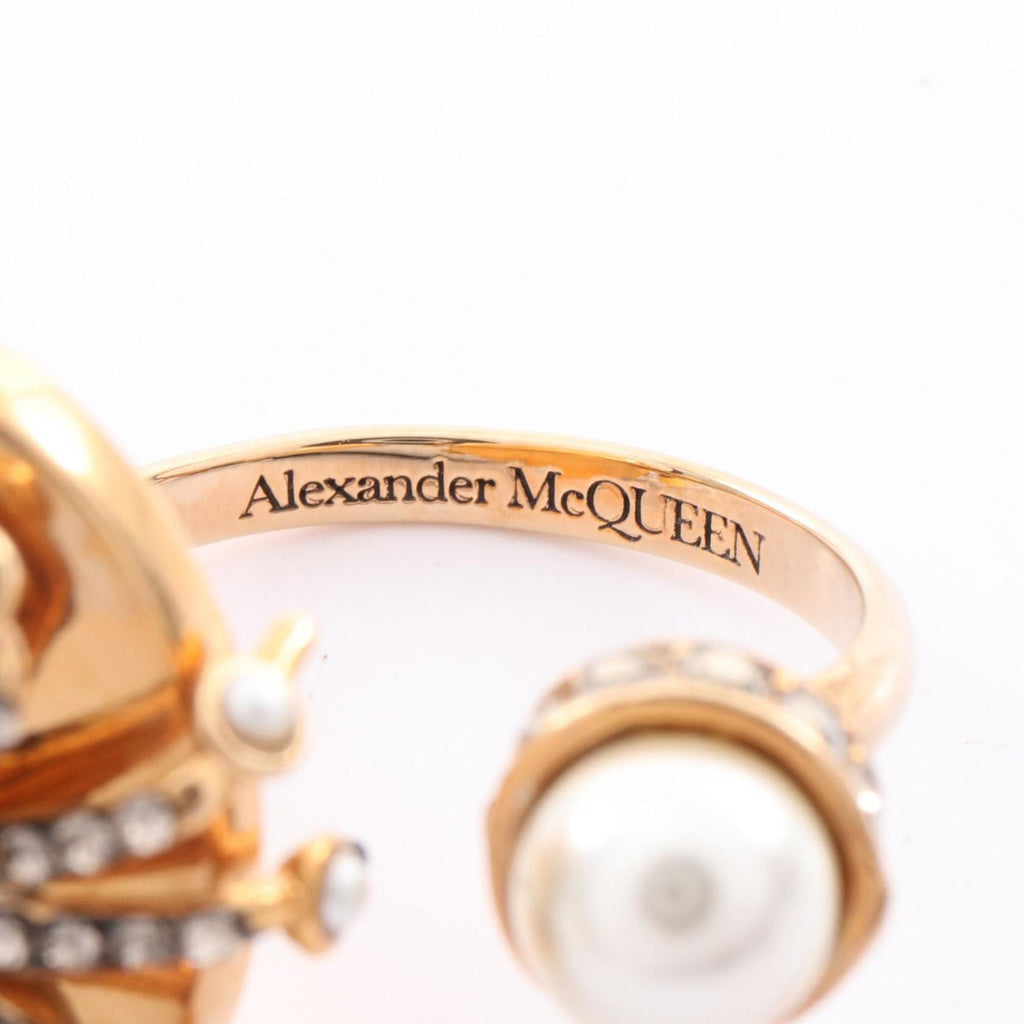 One Band Ring Gold With Faux Pearl and Rhinestone