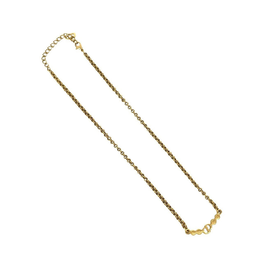 Vintage Pendant Necklace Gold With Rhinestone