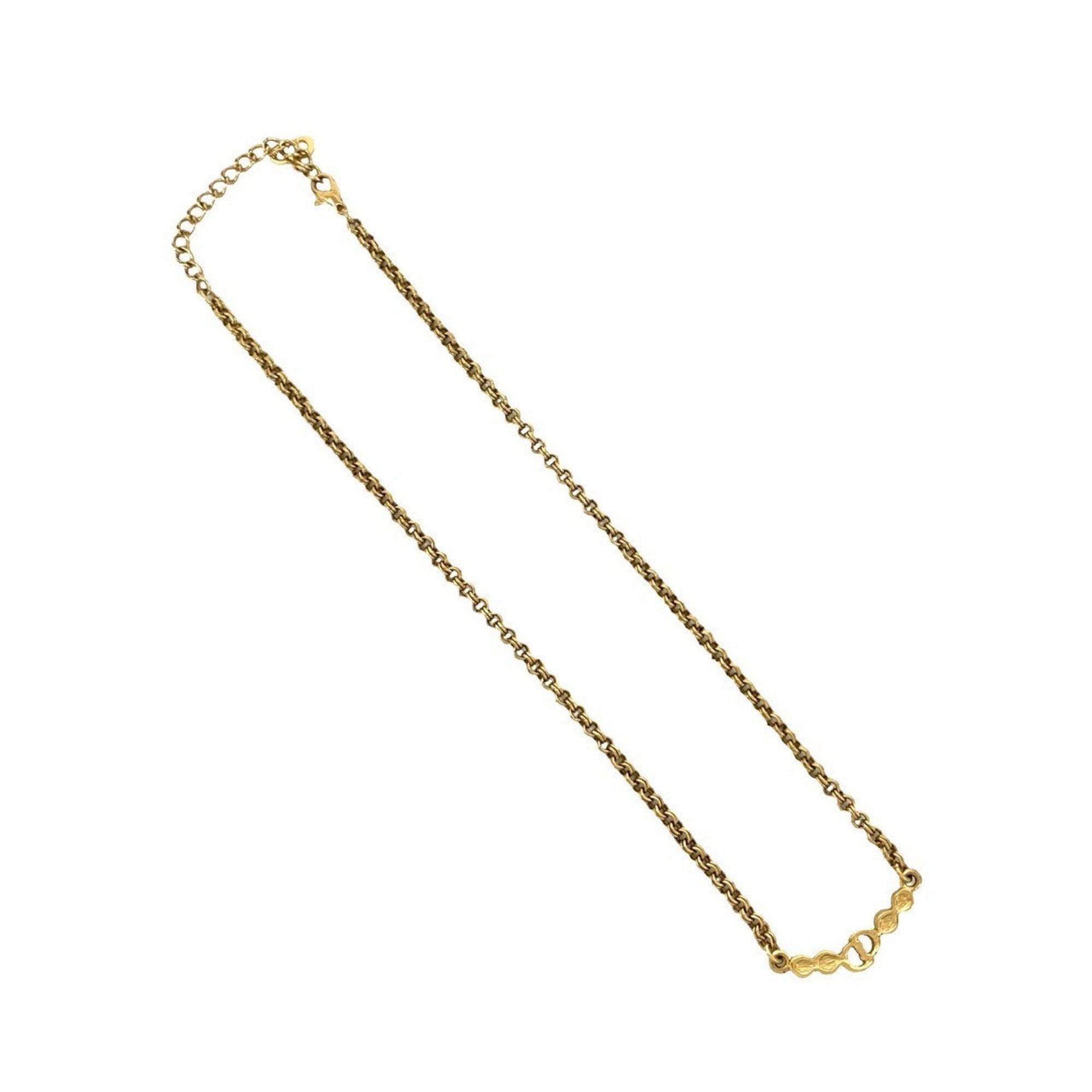 Vintage Pendant Necklace Gold With Rhinestone