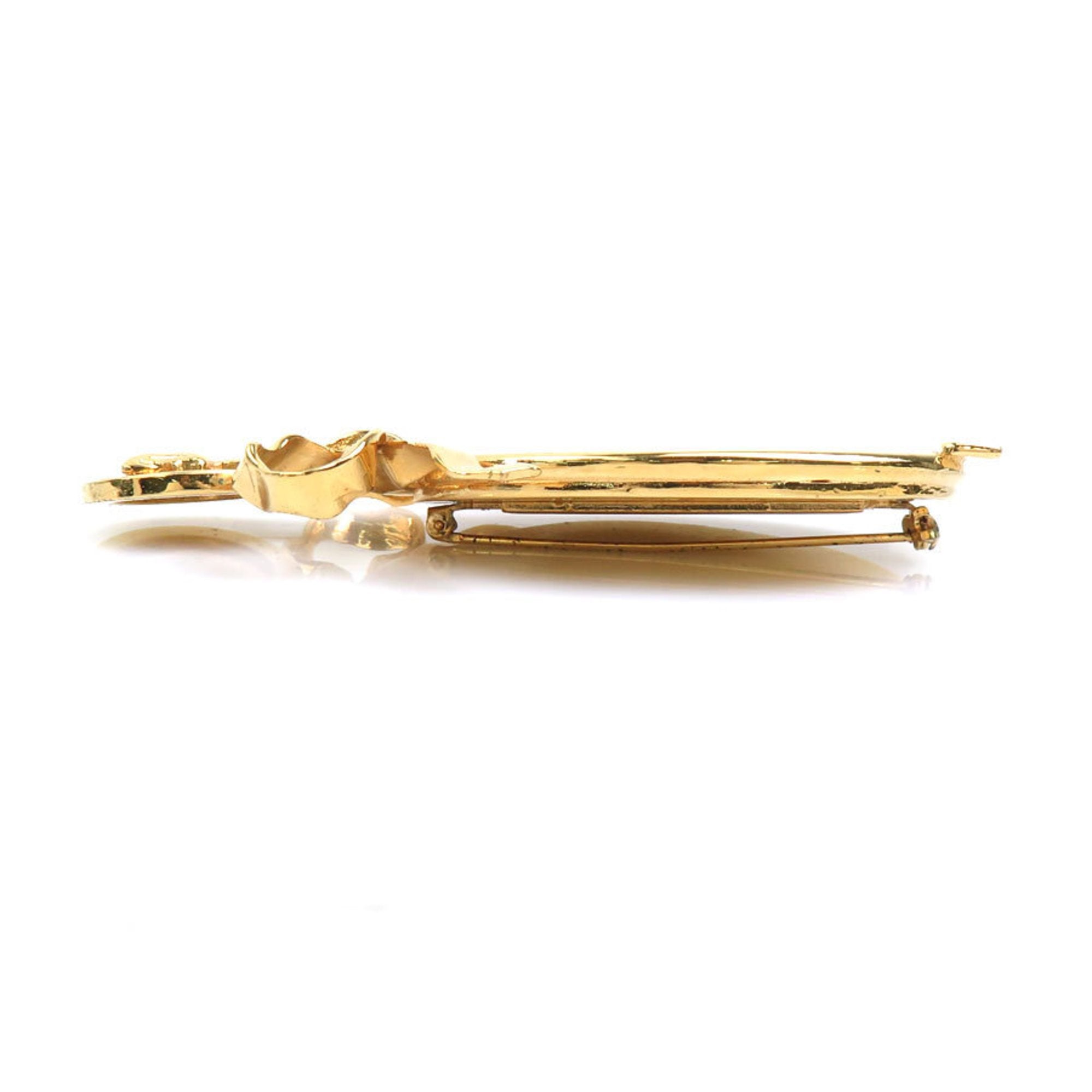 CC Logo Brooch Gold-Tone Metal
