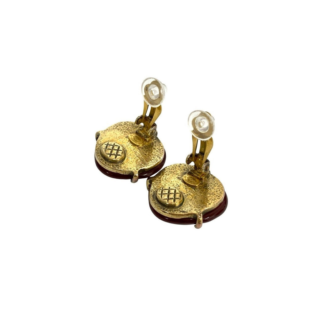 CC Logo Clip-On Earrings Metal Gold-Tone Metal