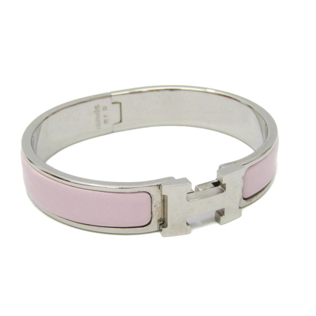 Clic Bangle Enamel and Metal Light Pink Silver Bracelet