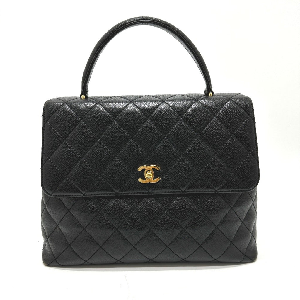 Vintage Classic Top Handle Flap Bag Quilted Caviar Jumbo
