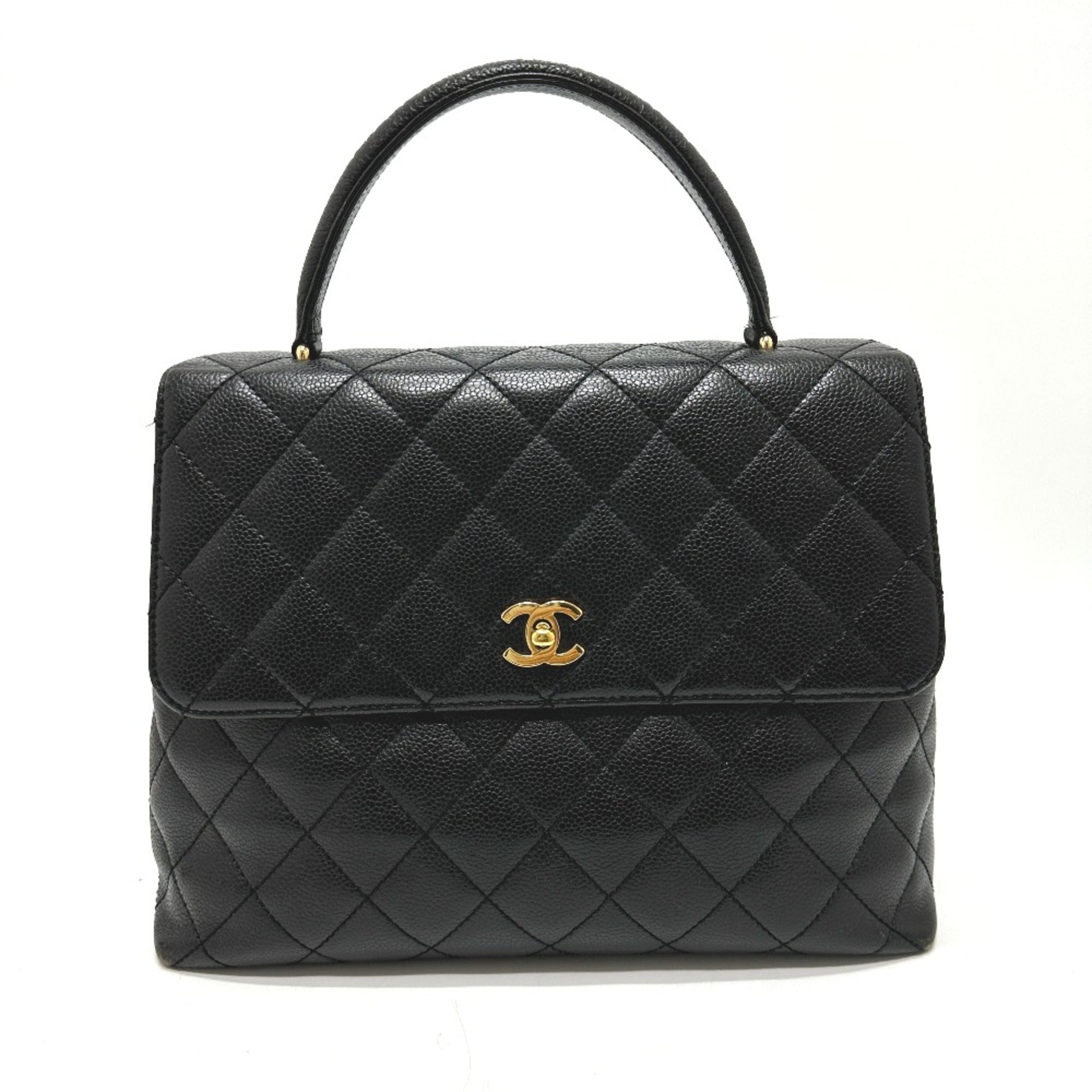 Vintage Classic Top Handle Flap Bag Quilted Caviar Jumbo